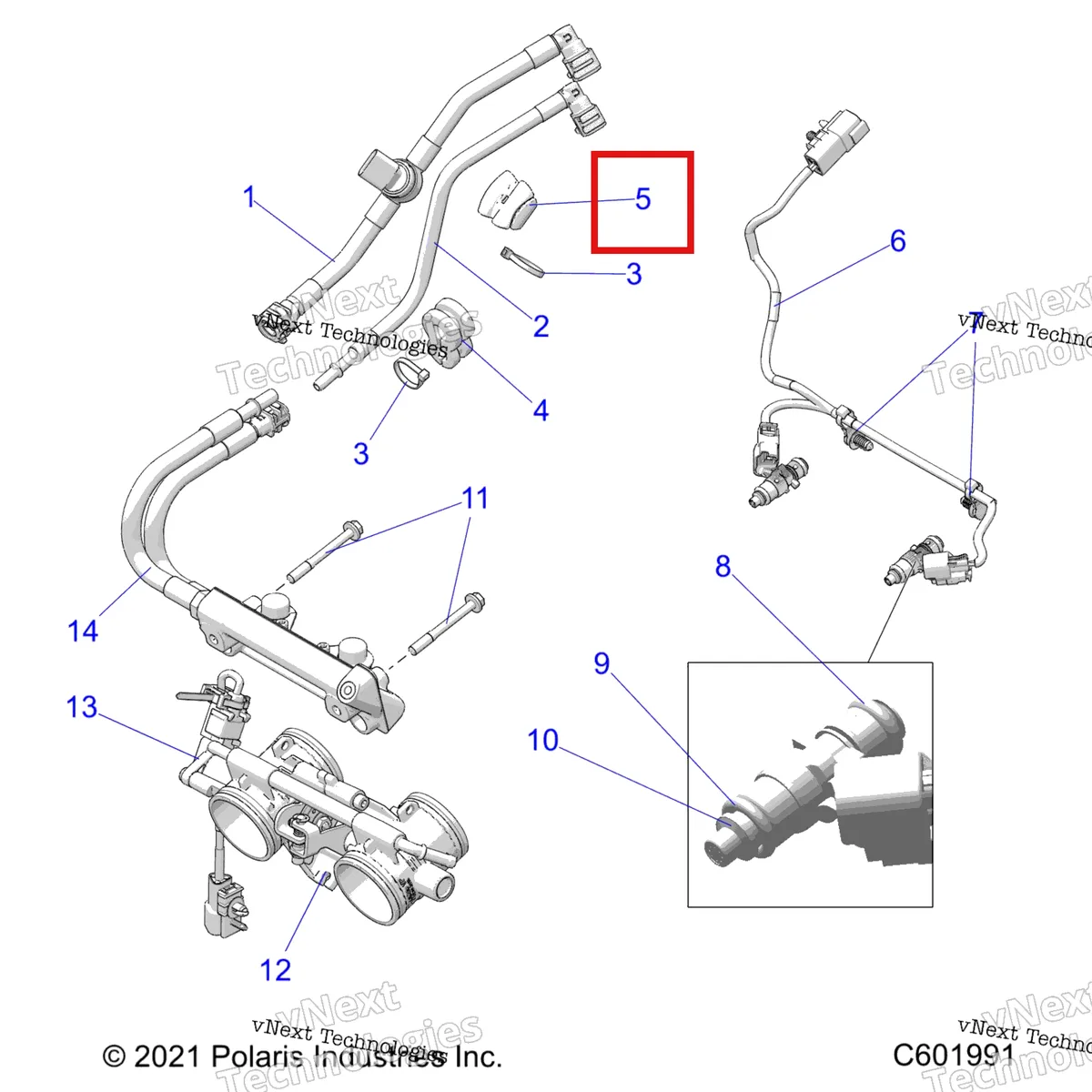 Деталь 5418044 на схеме узла Fuel System, Rail, Lines & Throttle Body