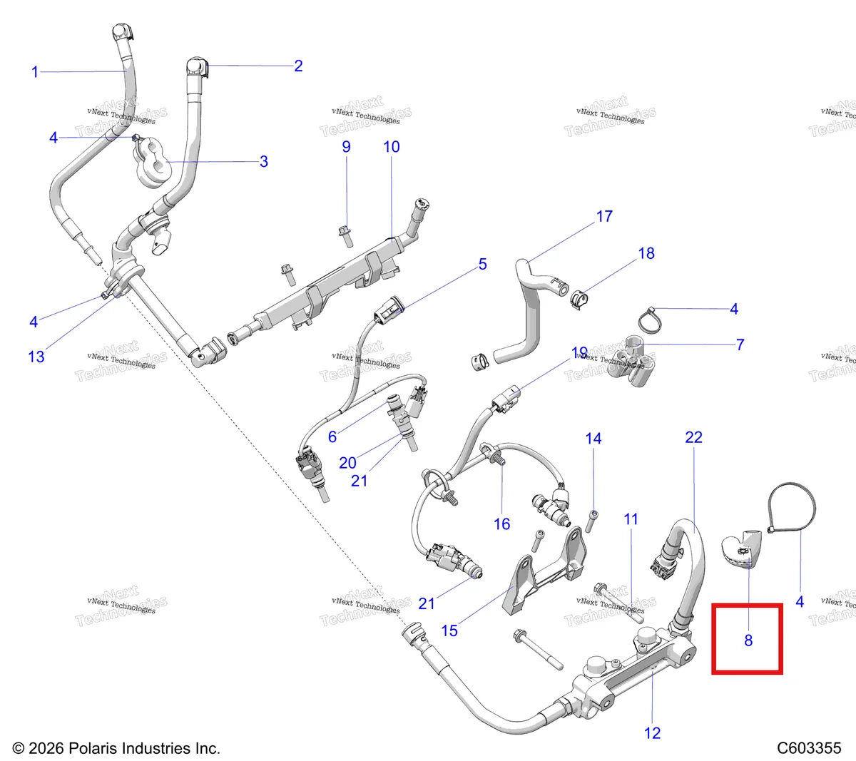 Деталь 5418963 на схеме узла Fuel System, Fuel Rail & Lines