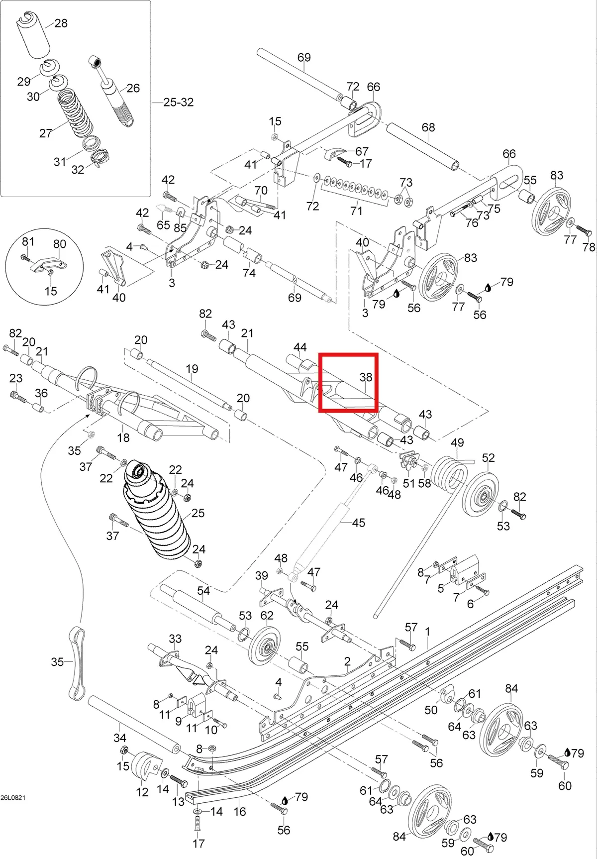 Деталь 542105 (Деталь Sleeve,l=176) на схеме узла 08- Rear Suspension