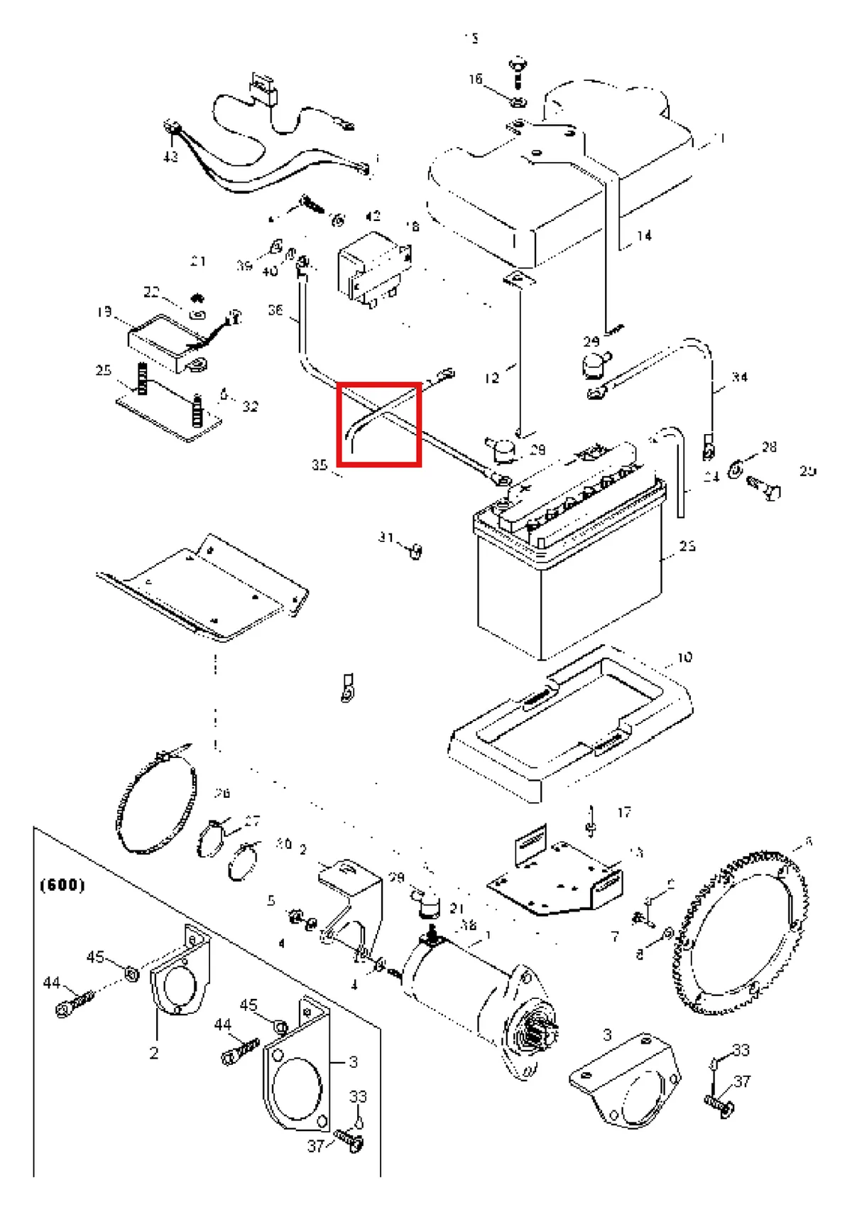 Деталь 542519 (Деталь Cable, + -> Relais) на схеме узла 10- Battery