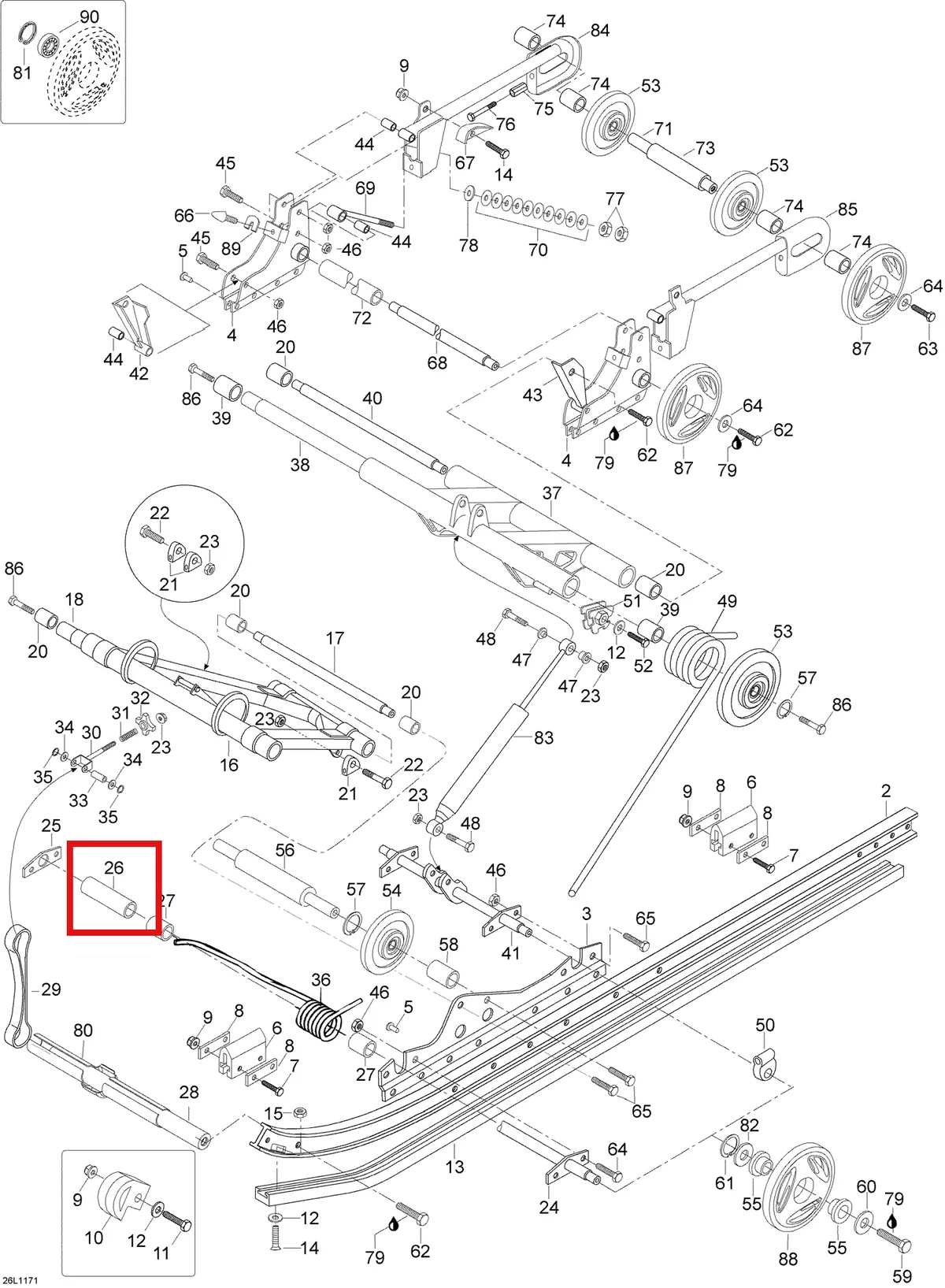 Деталь 542793 (Мост) на схеме узла 08- Rear Suspension