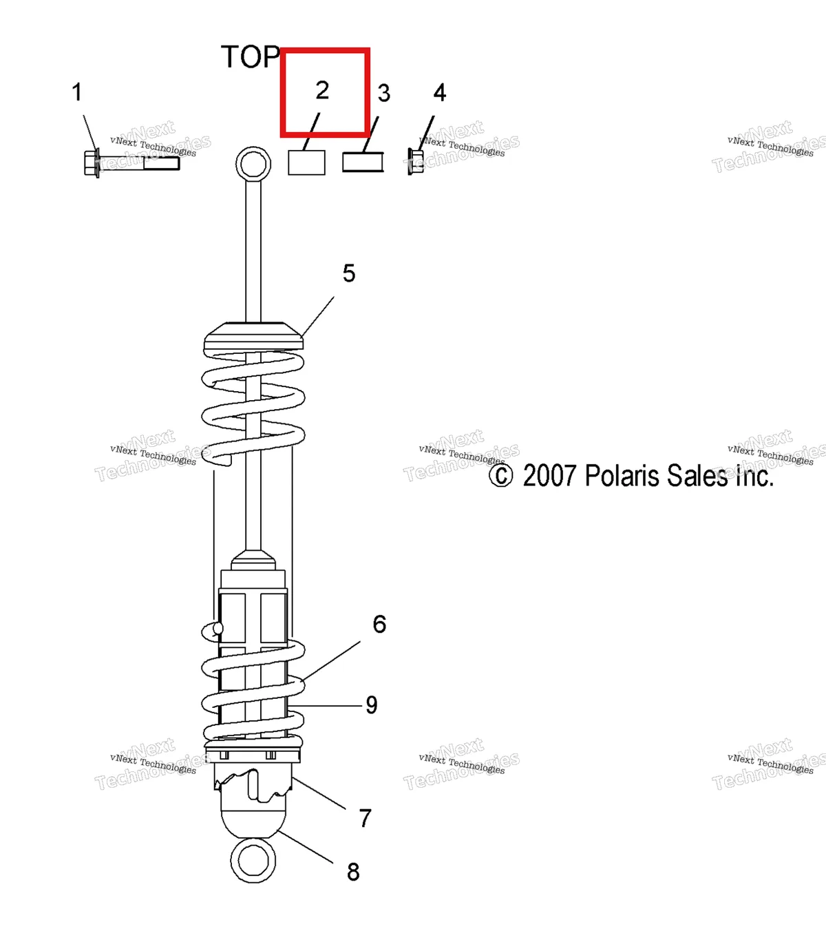 Деталь 5430537 (Втулка Polaris Widetrak LX (2006) (5430537)) на схеме узла Suspension, Shock, Rear Track