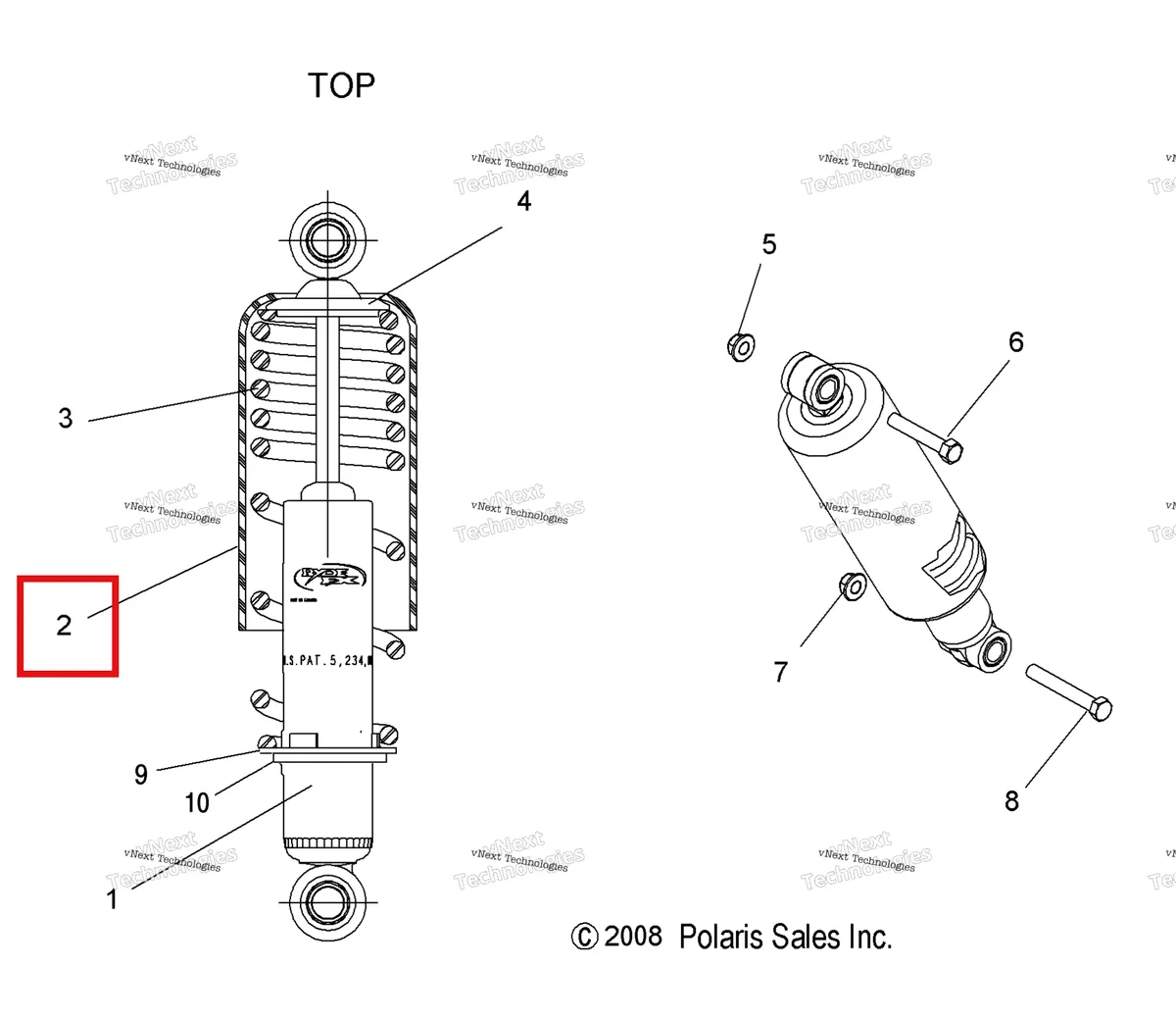 Деталь 5430671 (Пружина экран Polaris Widetrak LX (2006) (5430671)) на схеме узла Suspension, Shock, Front Track