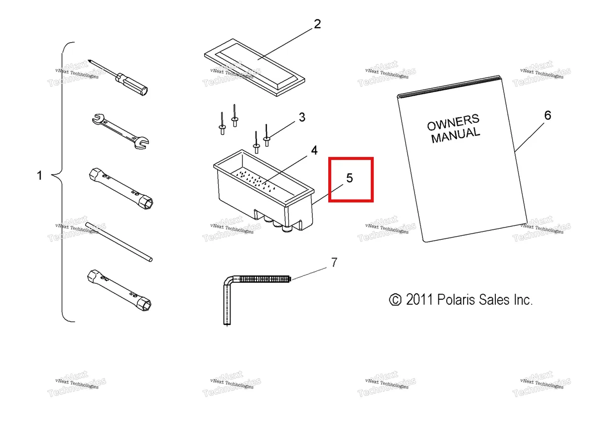 Деталь 5430716 (Коробка TOOL Polaris Widetrak LX (2006) (5430716)) на схеме узла Tools, Tool Kit