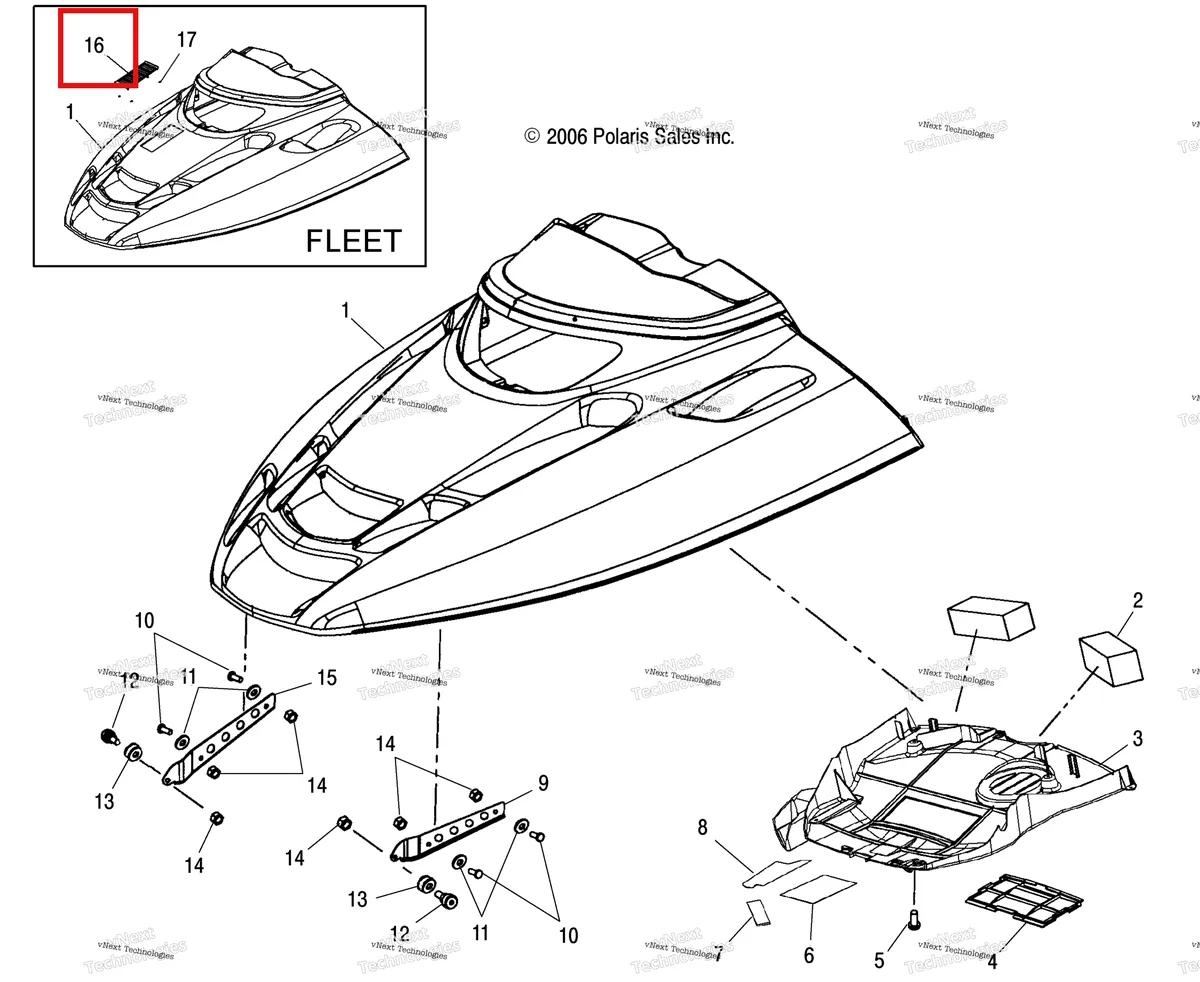 Деталь 5430958-070 (LOUVERED GRILL глянцевый чёрный Polaris Widetrak LX (2006) (5430958-070)) на схеме узла Body, Hood