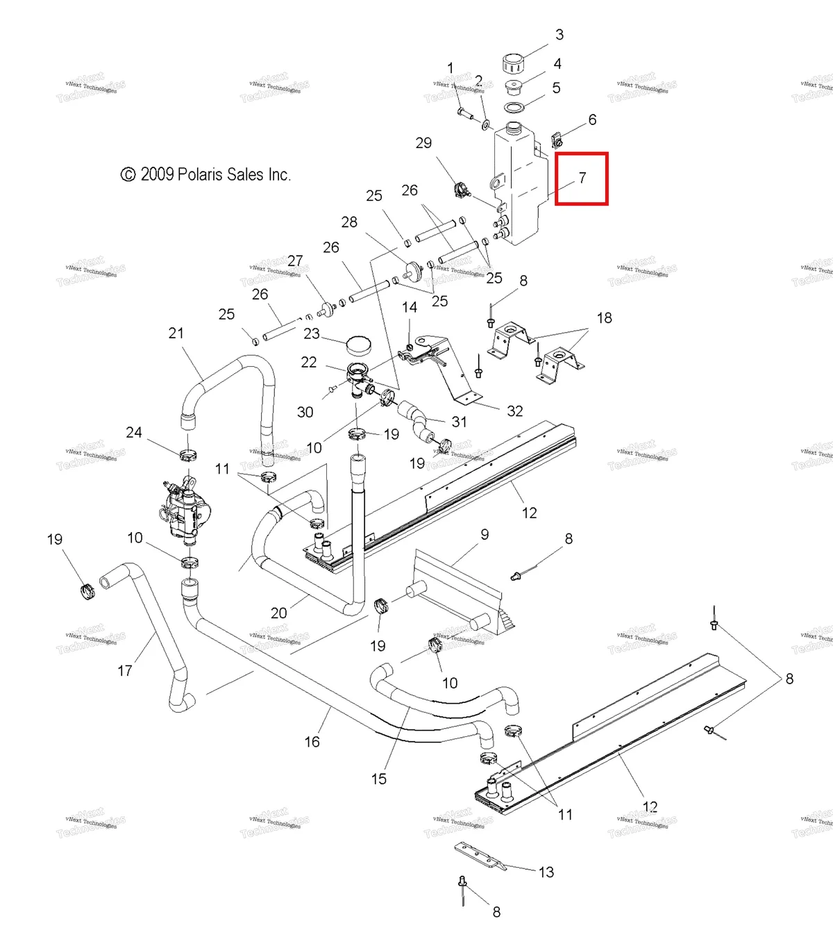 Деталь 5431733 (Перелив бачок с FITTINGS Polaris Widetrak LX (2006) (5431733)) на схеме узла Engine, Cooling System