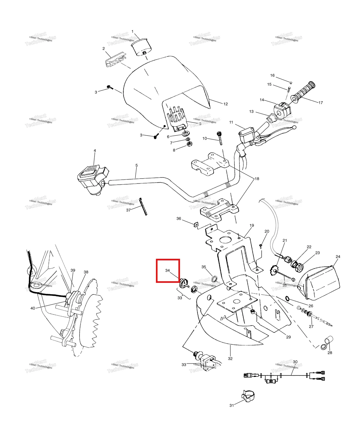 Деталь 5433534 на схеме узла Handlebar & Headlight Pod