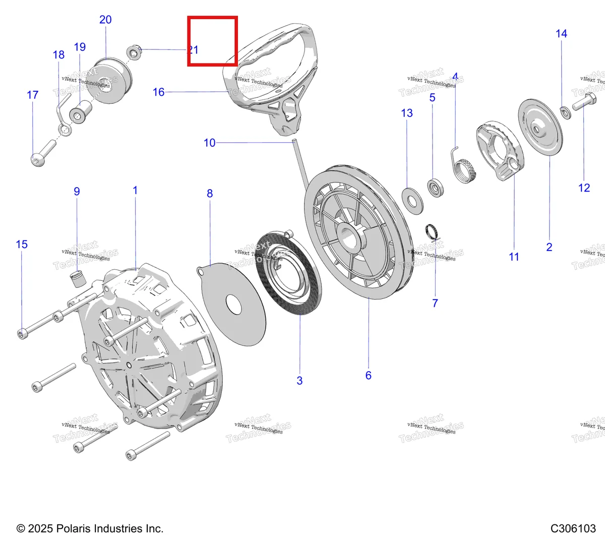 Деталь 5435390 на схеме узла Engine, Recoil Starter