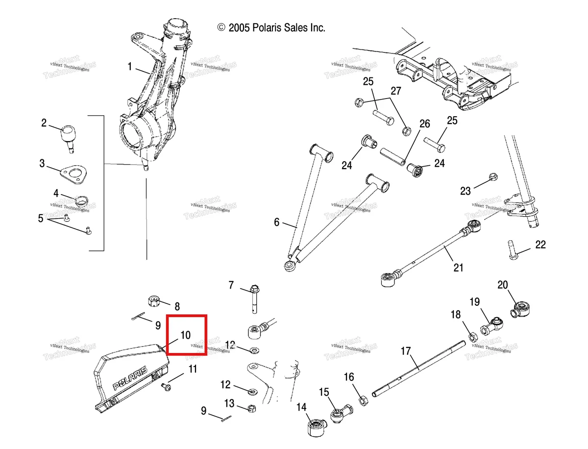 Схема применяемости: Защита рычага правая Polaris Sportsman 800/500 5436251-070 5437000-070