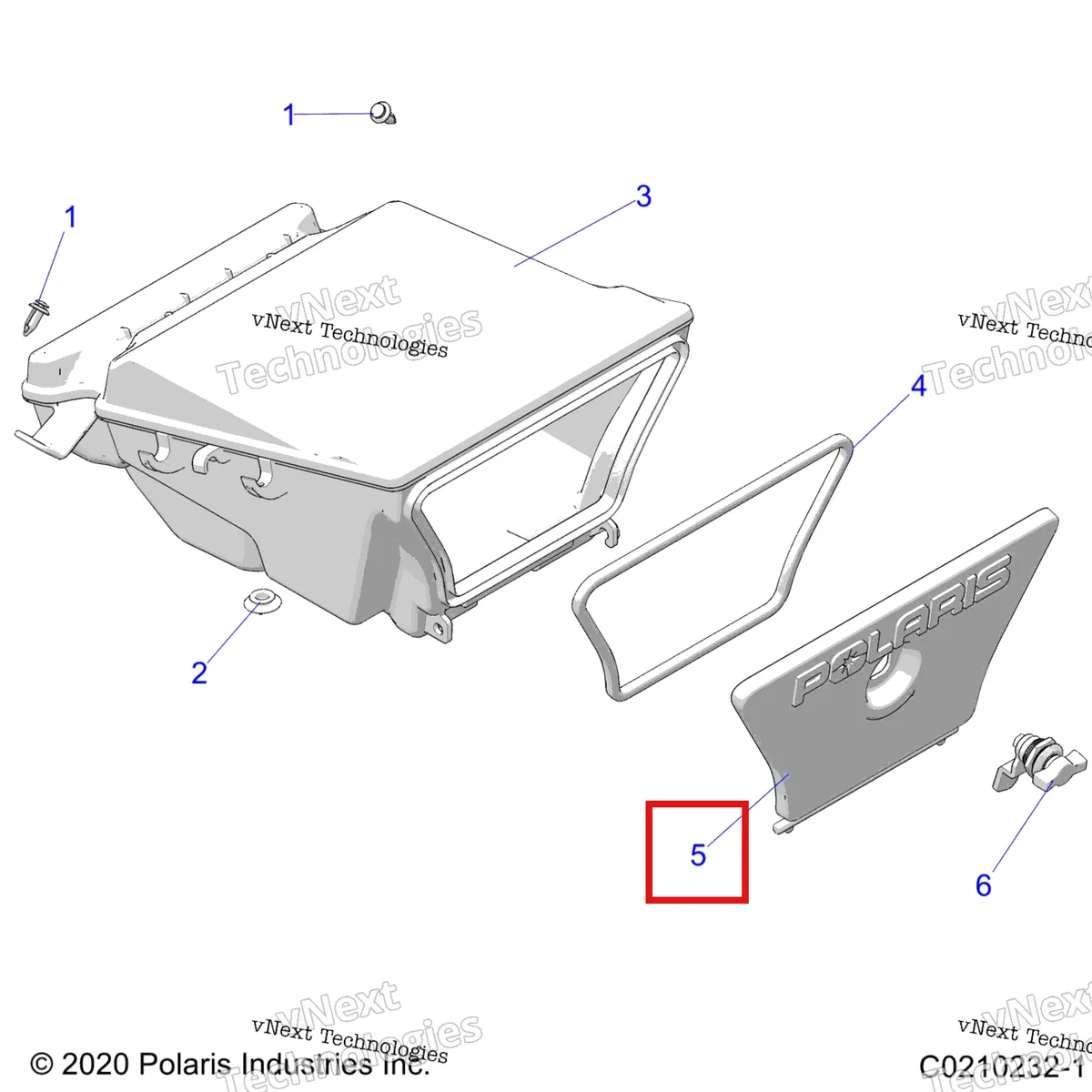 Деталь 5436349 на схеме узла Body, Storage Box, Rear