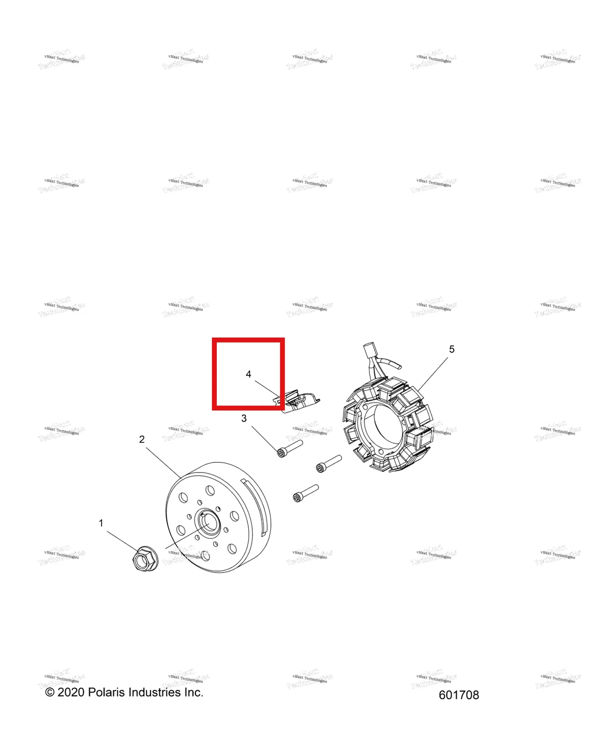 Деталь 5437349 (Провод фиксатор V8 SDI Polaris 800 AXYS Pro RMK LE 155 (2017) (5437349)) на схеме узла Engine, Flywheel And Stator