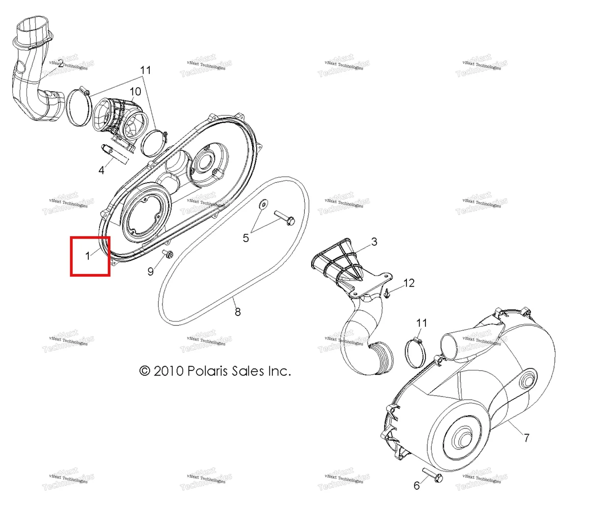 Деталь 5438307 на схеме узла Drive Train, Clutch Cover & Ducting