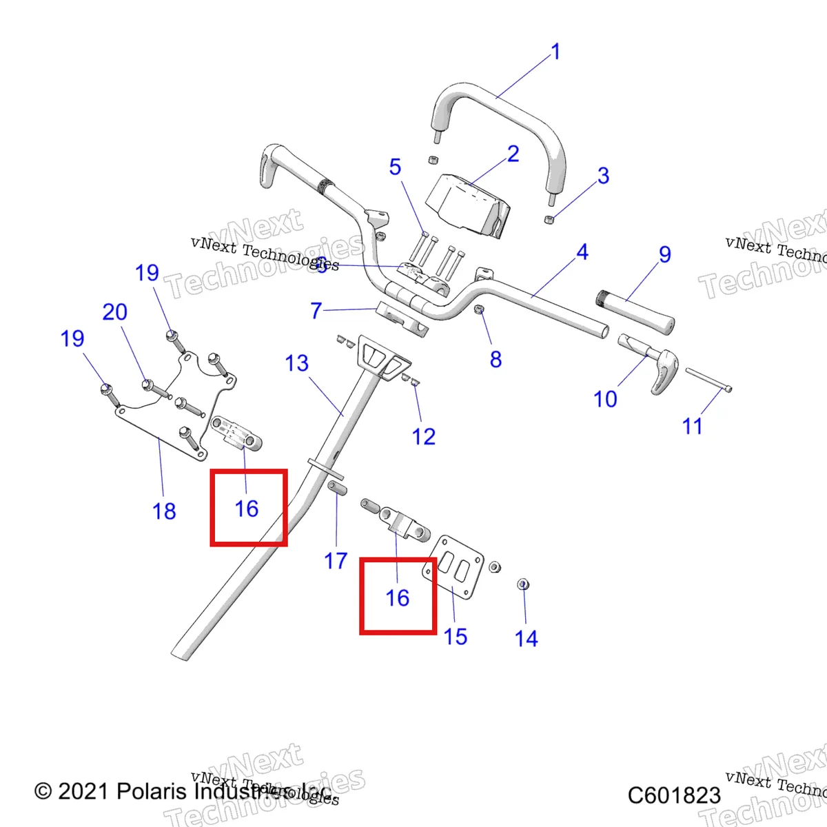 Деталь 5438492 на схеме узла Steering, Handlebar, Steering Post