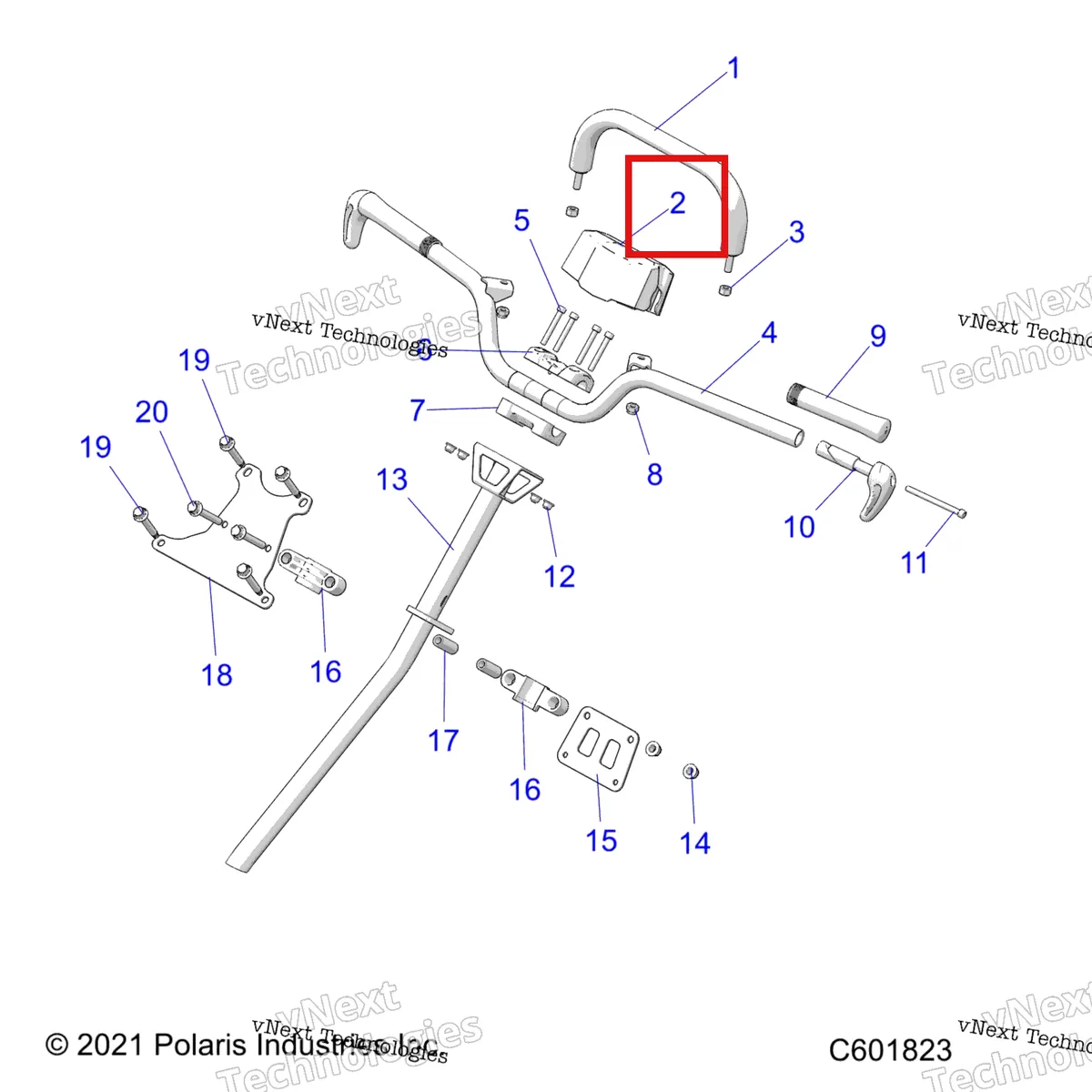 Деталь 5438523 на схеме узла Steering, Handlebar, Steering Post