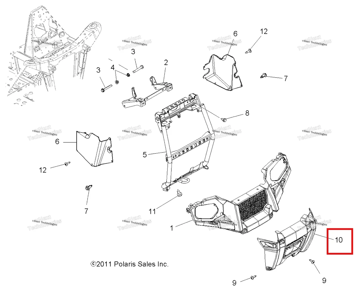 Деталь 5438557-070 на схеме узла Body, Front Bumper & Mounting