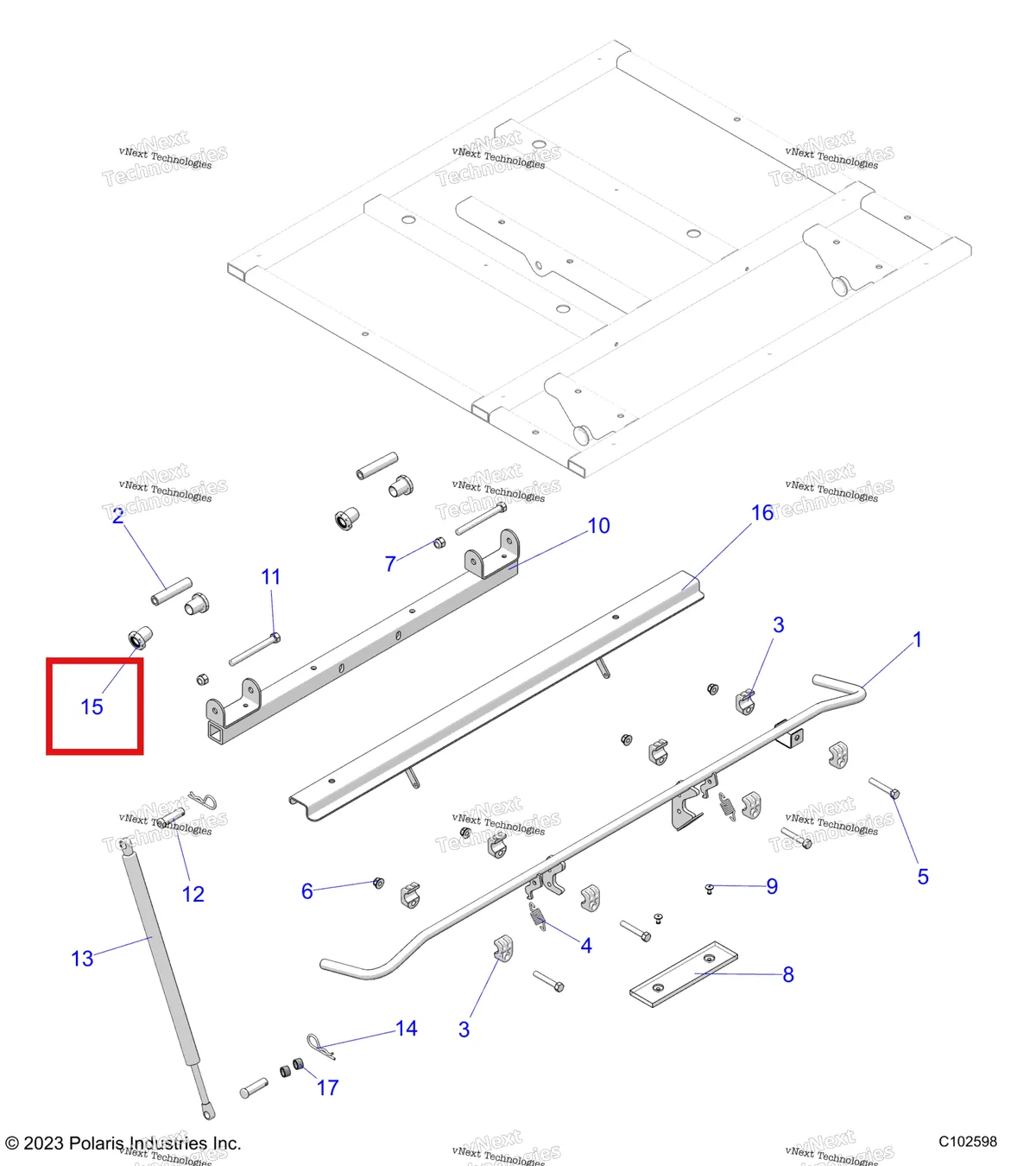 Деталь 5438895 на схеме узла Body, Dump Box Lever & Shock Mounting