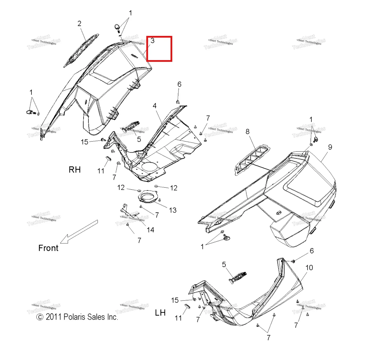 Деталь 5439283-070 на схеме узла Body, Fenders & Side Panels
