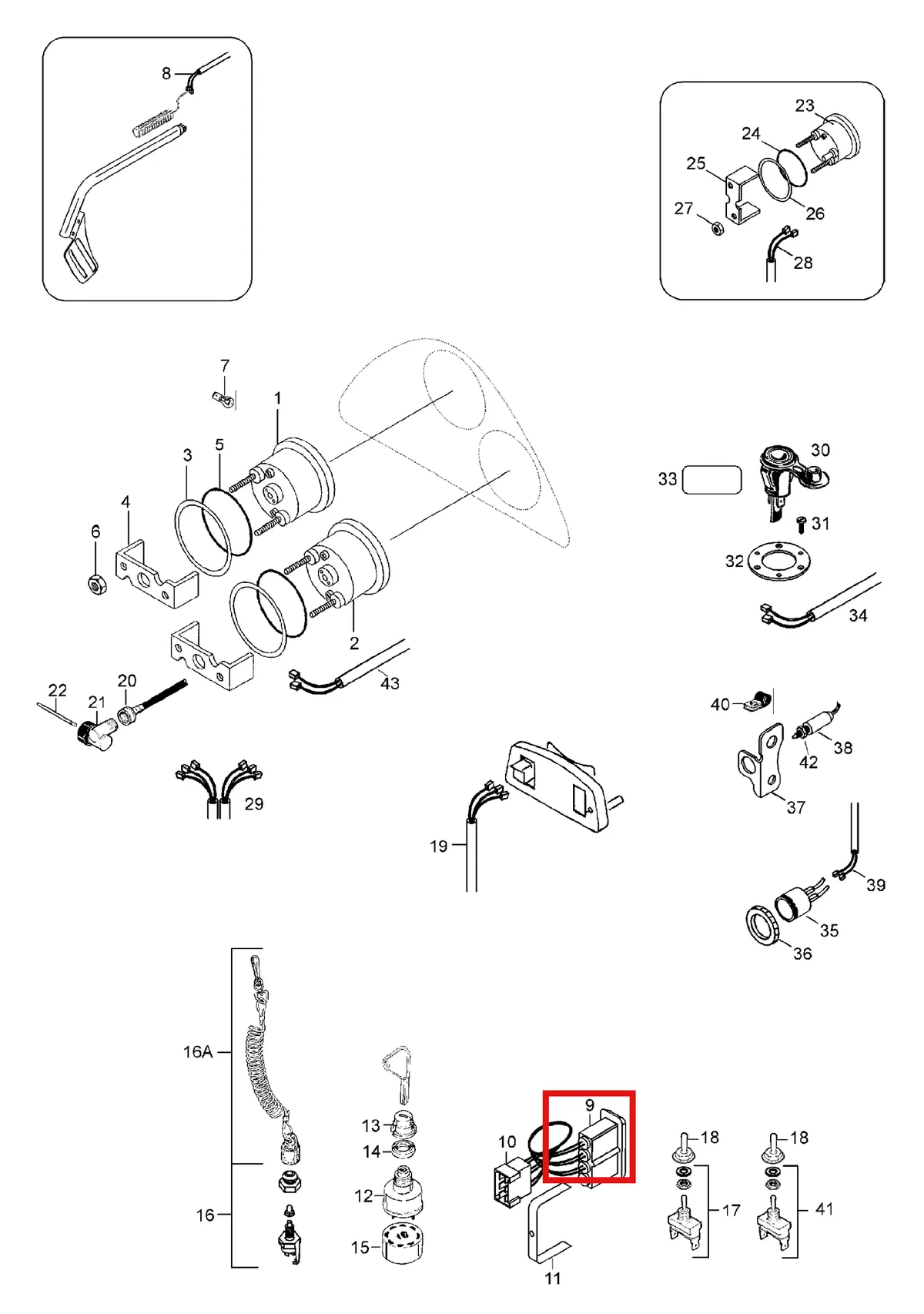 Деталь 5440053 (Деталь Wire For Rear Lamp) на схеме узла 10- Electric