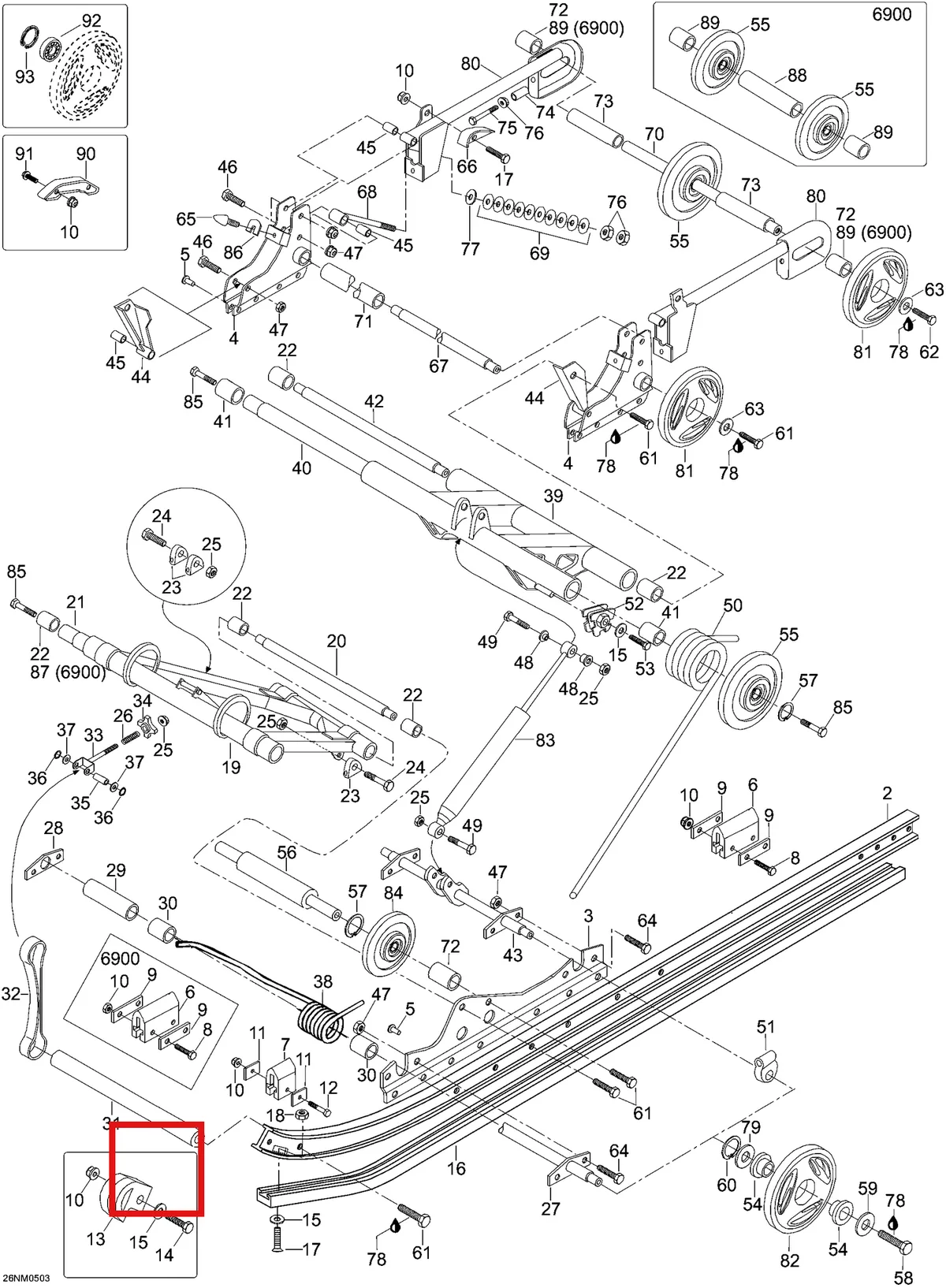 Деталь 5440313 (Гильца) на схеме узла 08- Rear Suspension, 6900