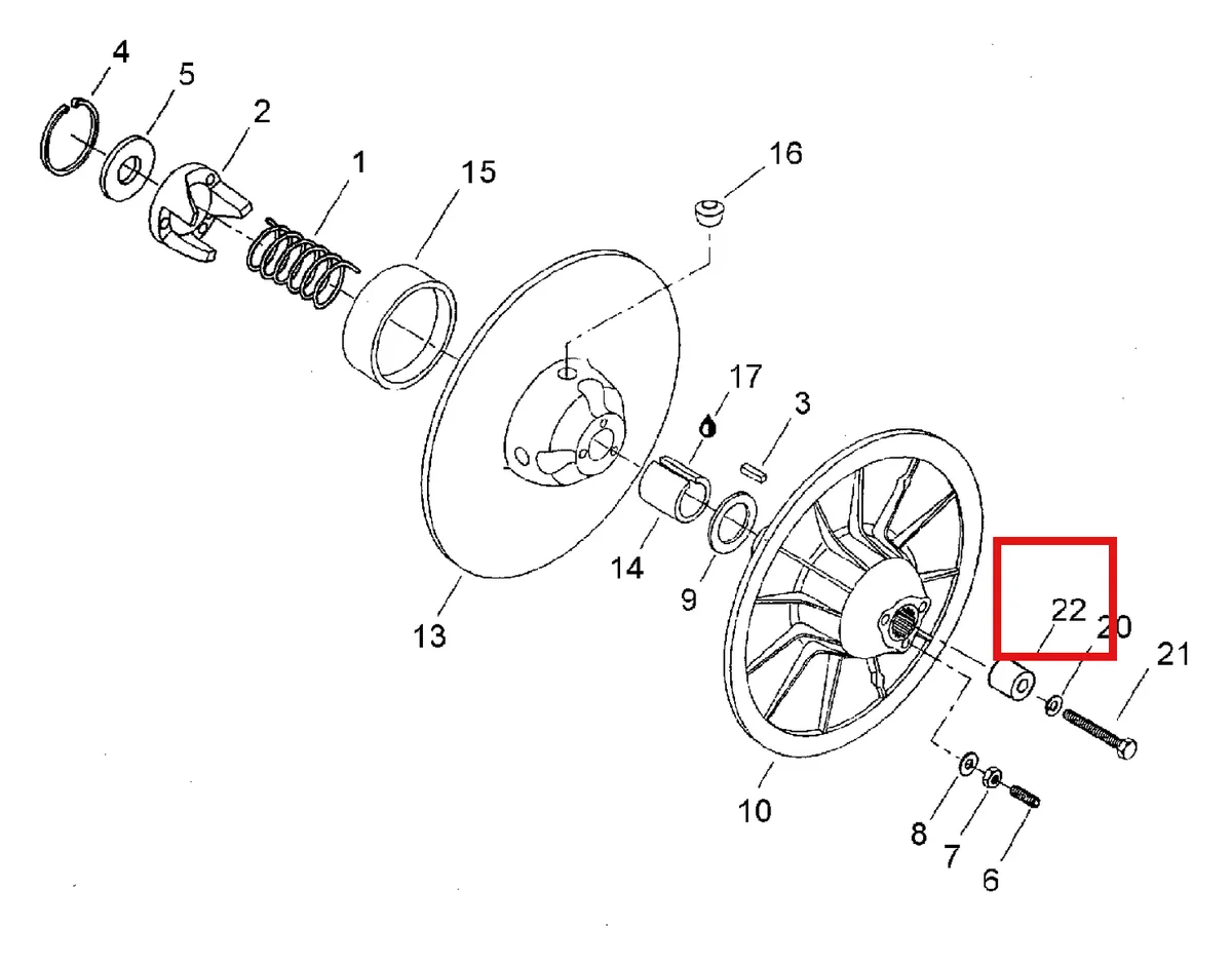 Деталь 5441472 (Проставка) на схеме узла 05- Driven Pulley