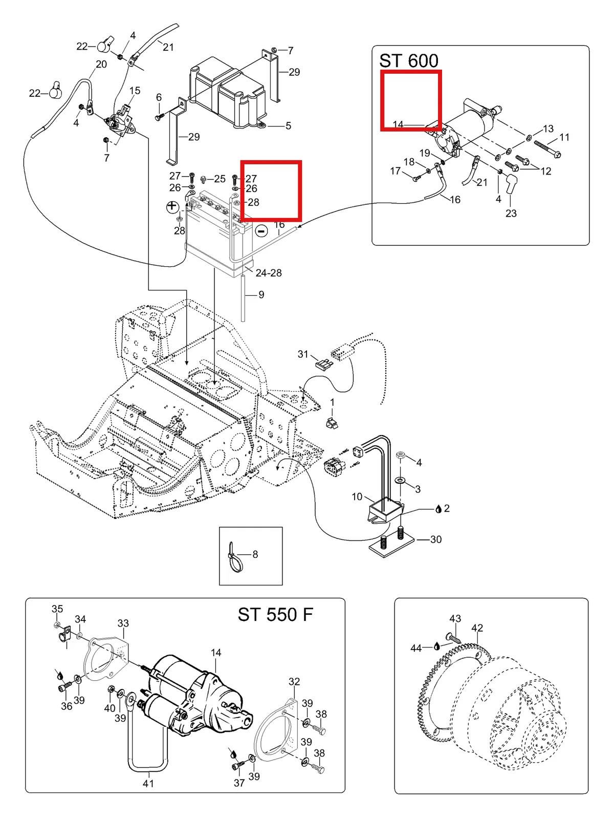 Деталь 5442811 (Суппорт) на схеме узла 10- Electric Starter Kit