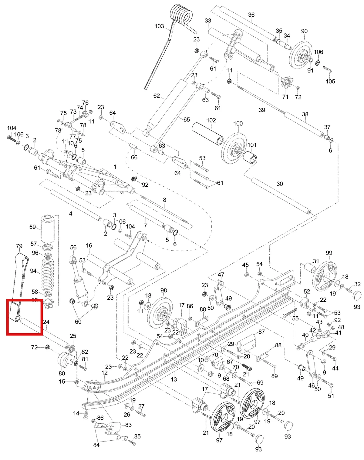 Деталь 5442878 (Деталь Stopper Strap) на схеме узла 08- Rear Suspension