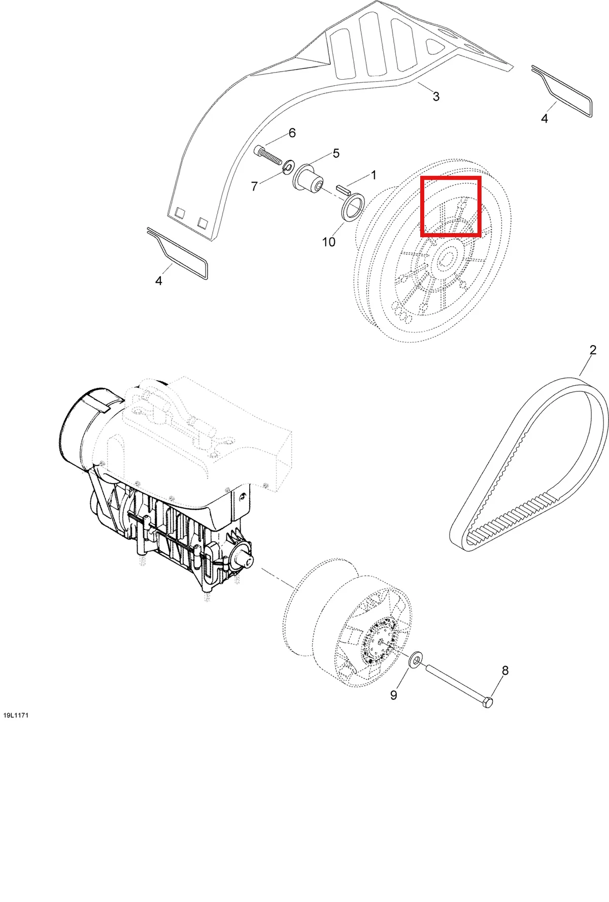 Деталь 5443201 (Проставка) на схеме узла 05- Pulley System