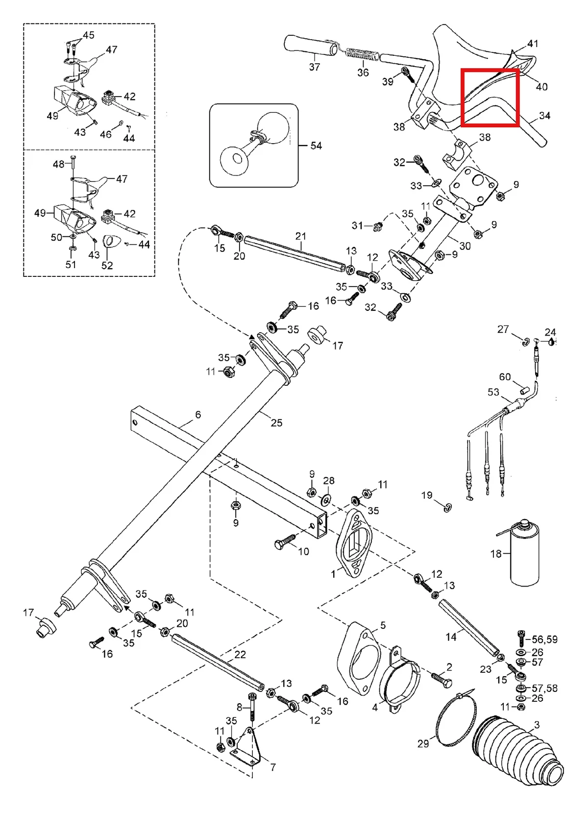 Деталь 544345 (Деталь Heating Grip Kit) на схеме узла 07- Steering