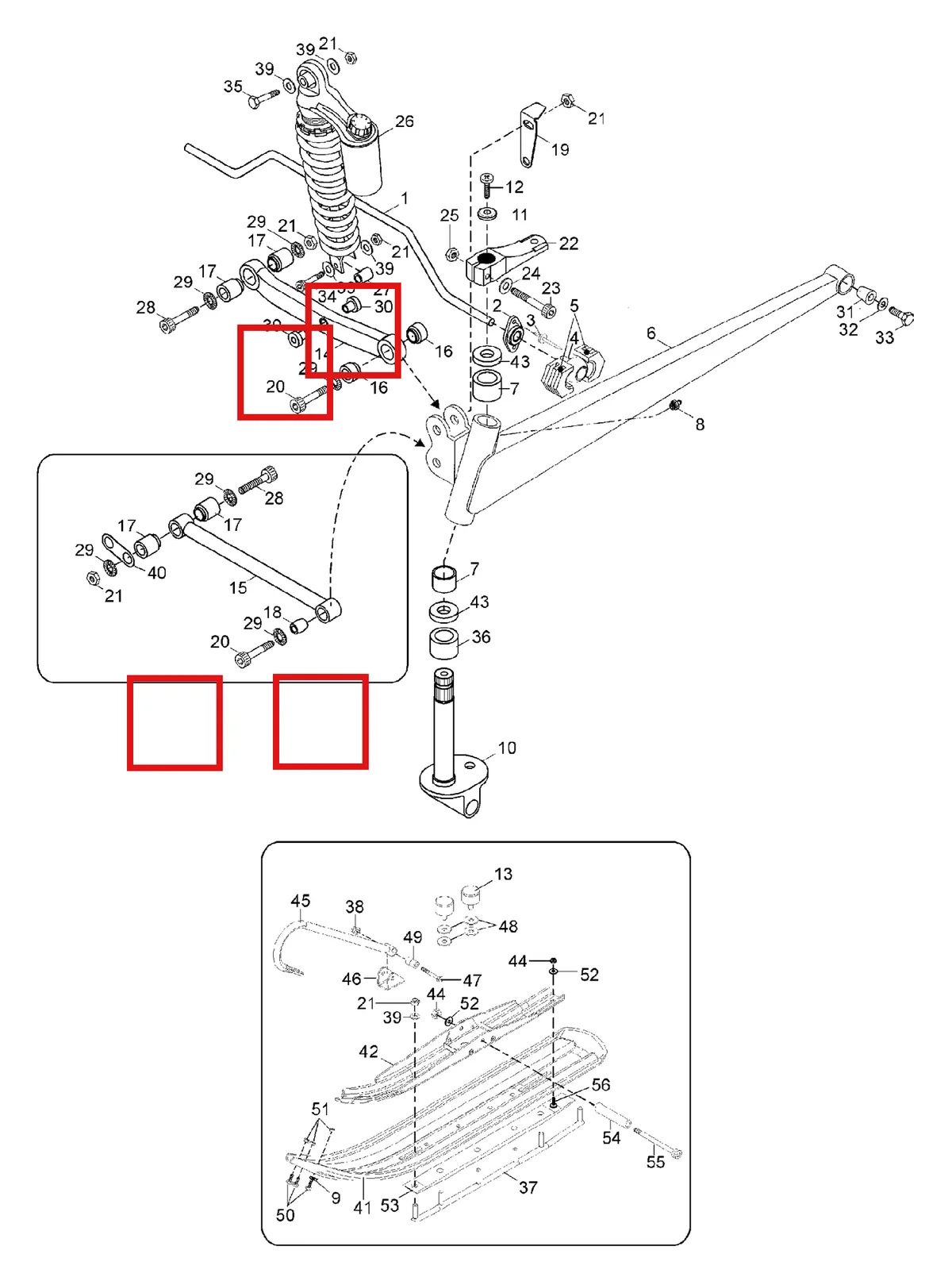 Деталь 5443669 (Деталь Bushing, Long) на схеме узла 08- Front Suspension