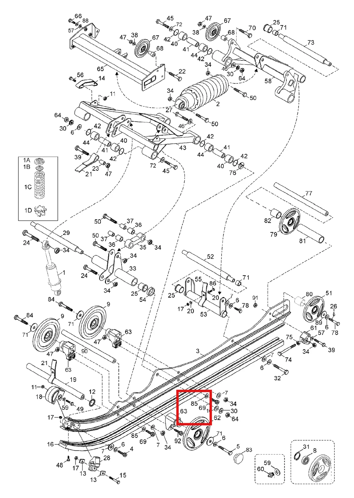 Деталь 5443671 (Проставка) на схеме узла 08- Rear Suspension