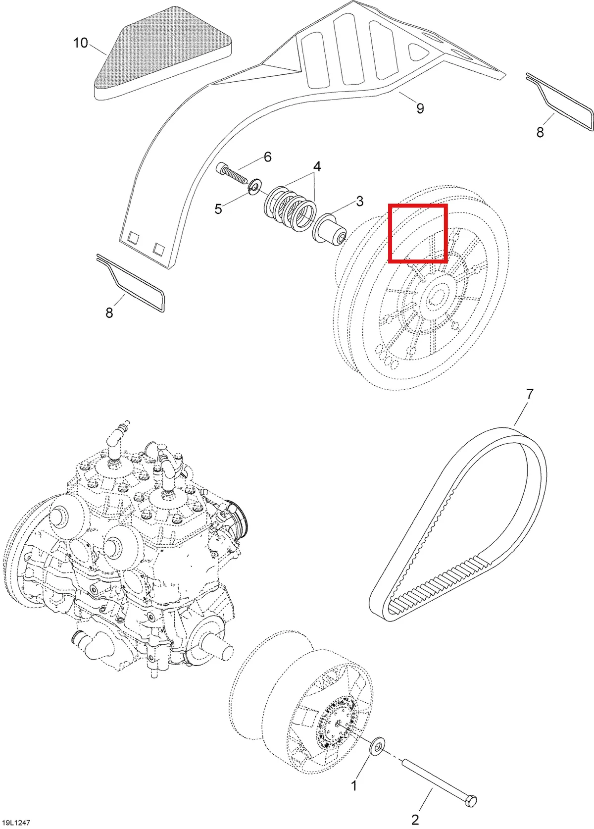 Деталь 5443765 (Проставка) на схеме узла 05- Pulley System