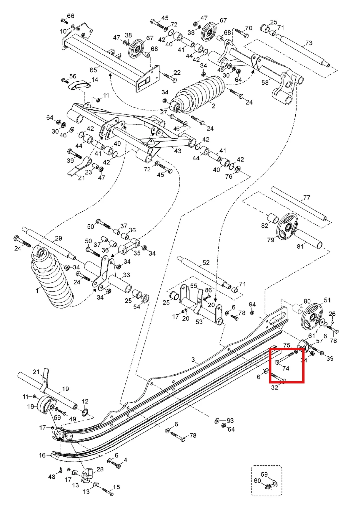 Деталь 5443832 (Деталь Support Axle) на схеме узла 08- Rear Suspension
