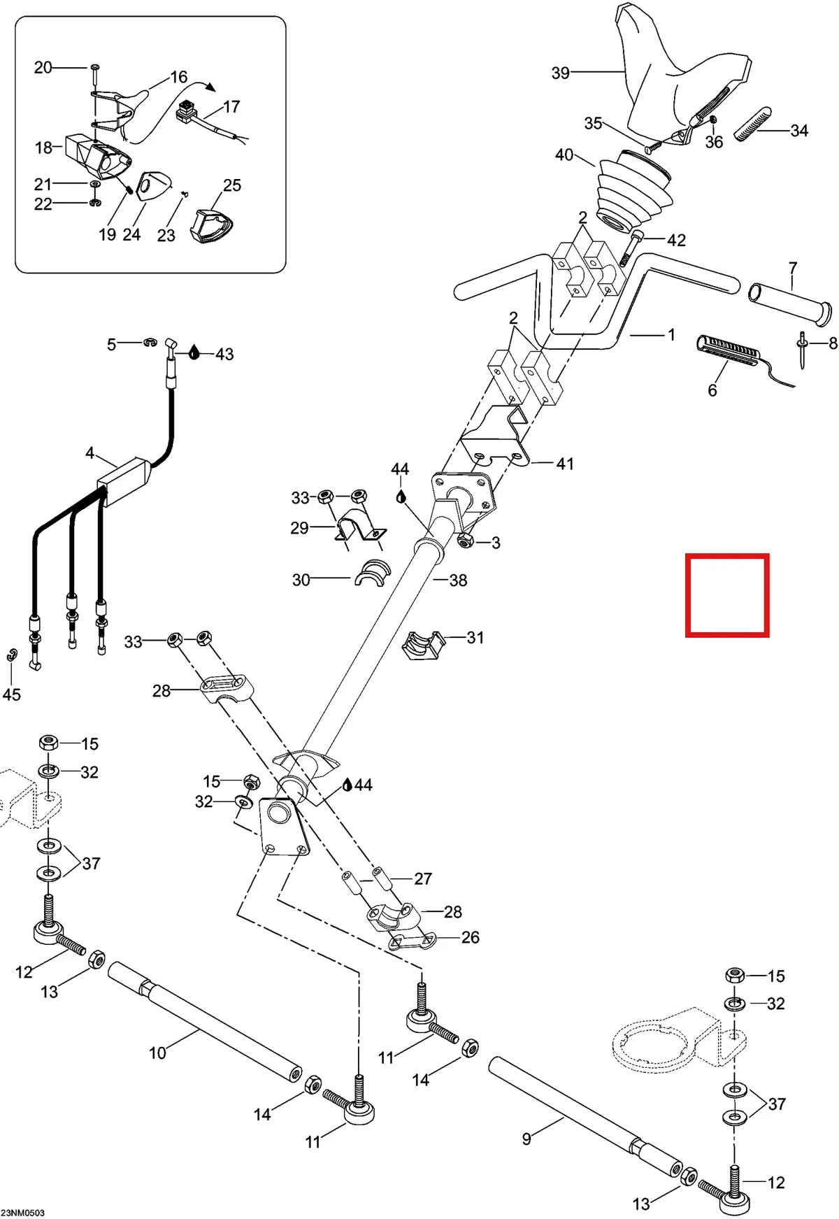 Деталь 5444196 (Суппорт) на схеме узла 03- Steering System, 5900FCE