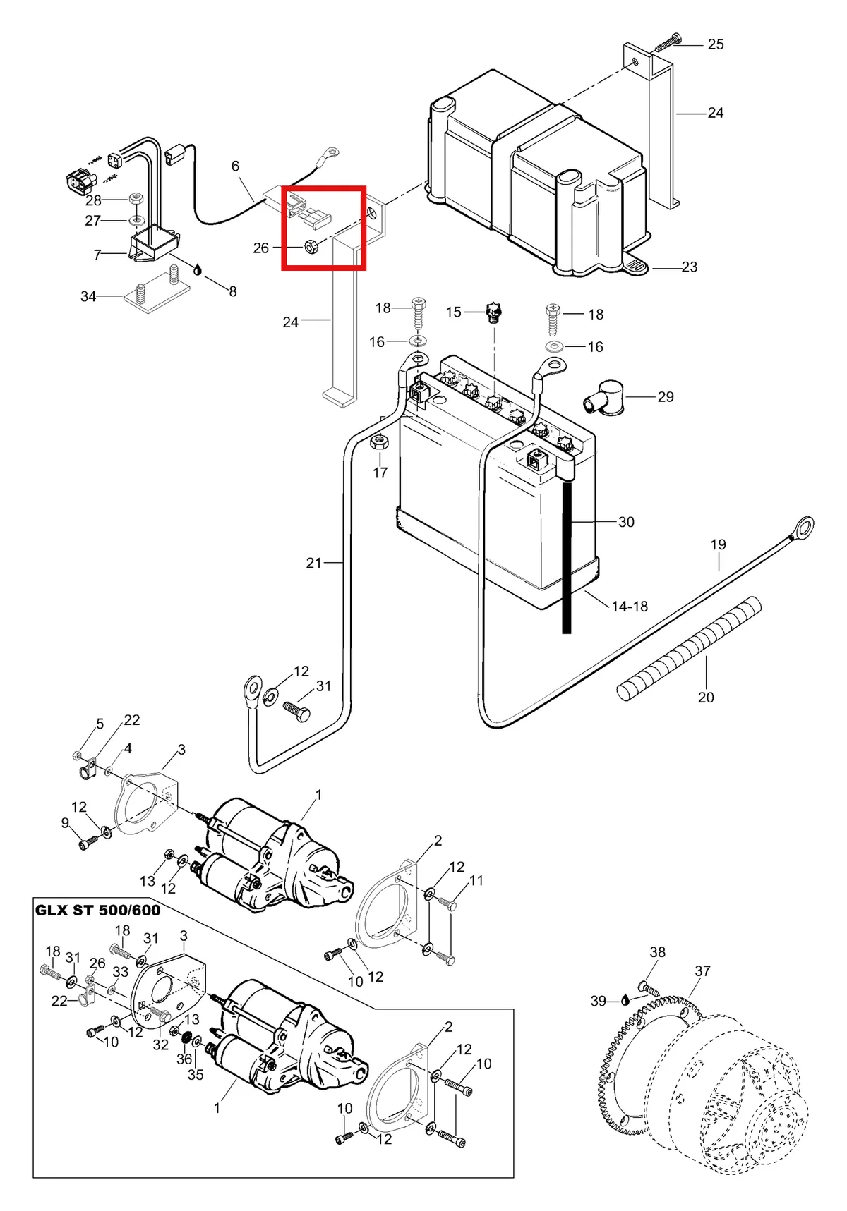 Деталь 5444382 (Деталь Chargening Cabel) на схеме узла 10- Battery