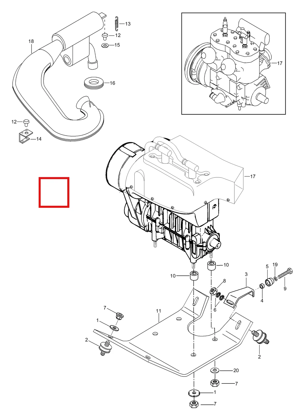 Деталь 5444483 (Деталь Suport) на схеме узла 01- Engine Mount Plate/Muffler