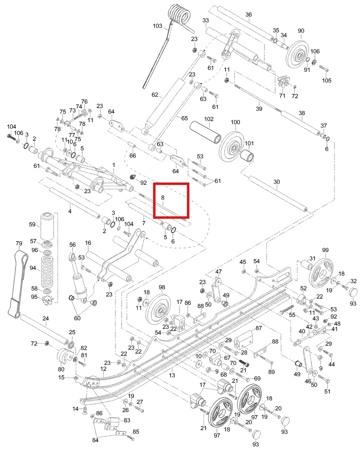 Деталь 5444713 (Гильца) на схеме узла 08- Rear Suspension