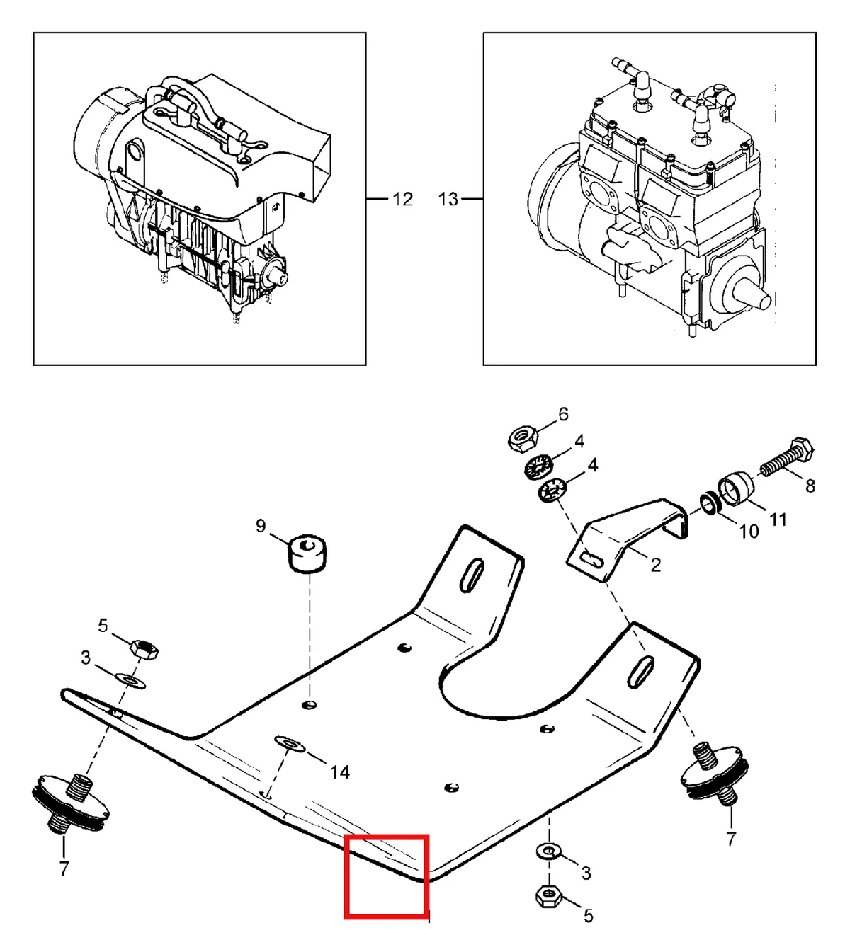 Деталь 5444740 (Шайба) на схеме узла 01- Engine Mount Plate