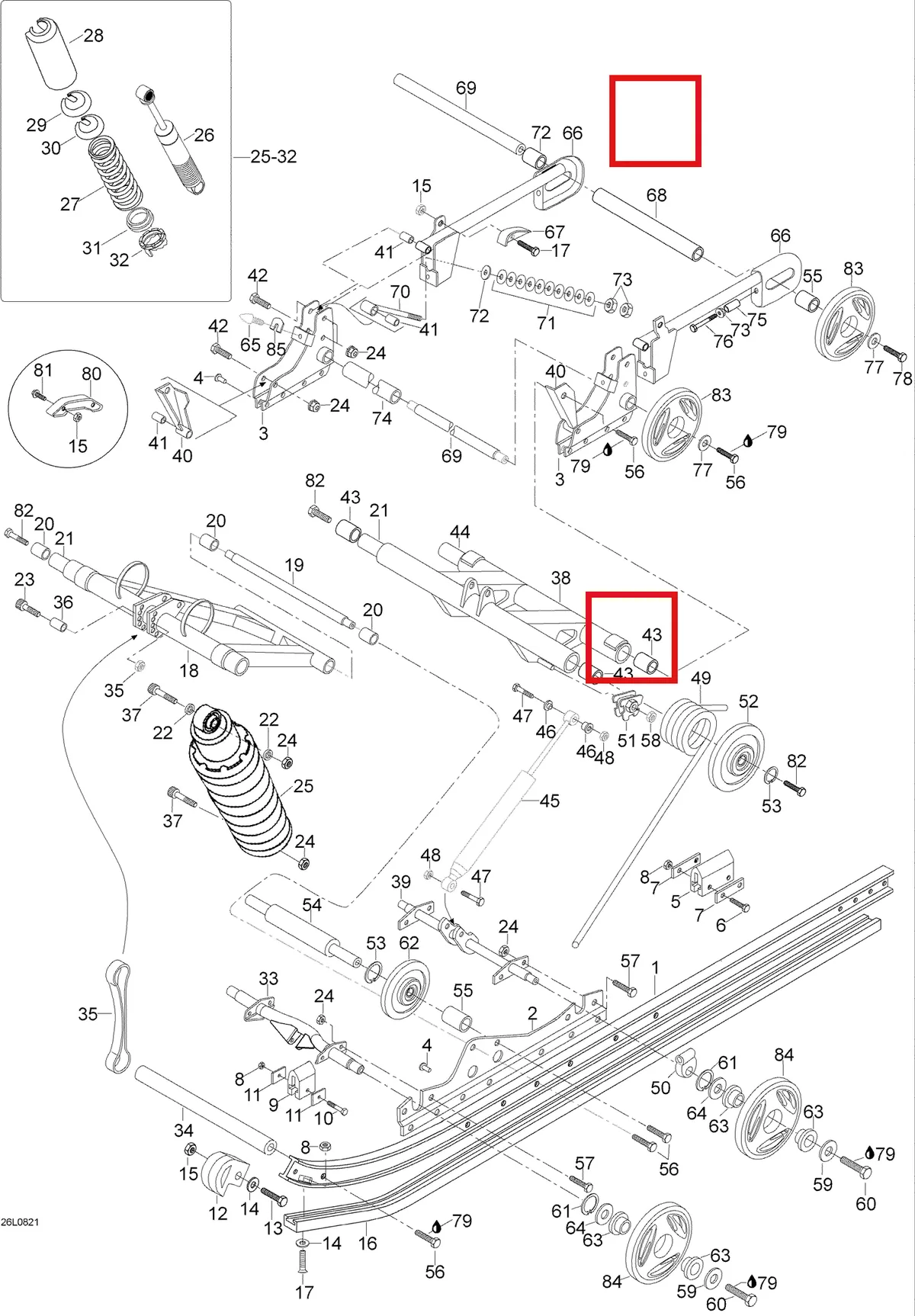 Деталь 5445986 (Ось задняя) на схеме узла 08- Rear Suspension