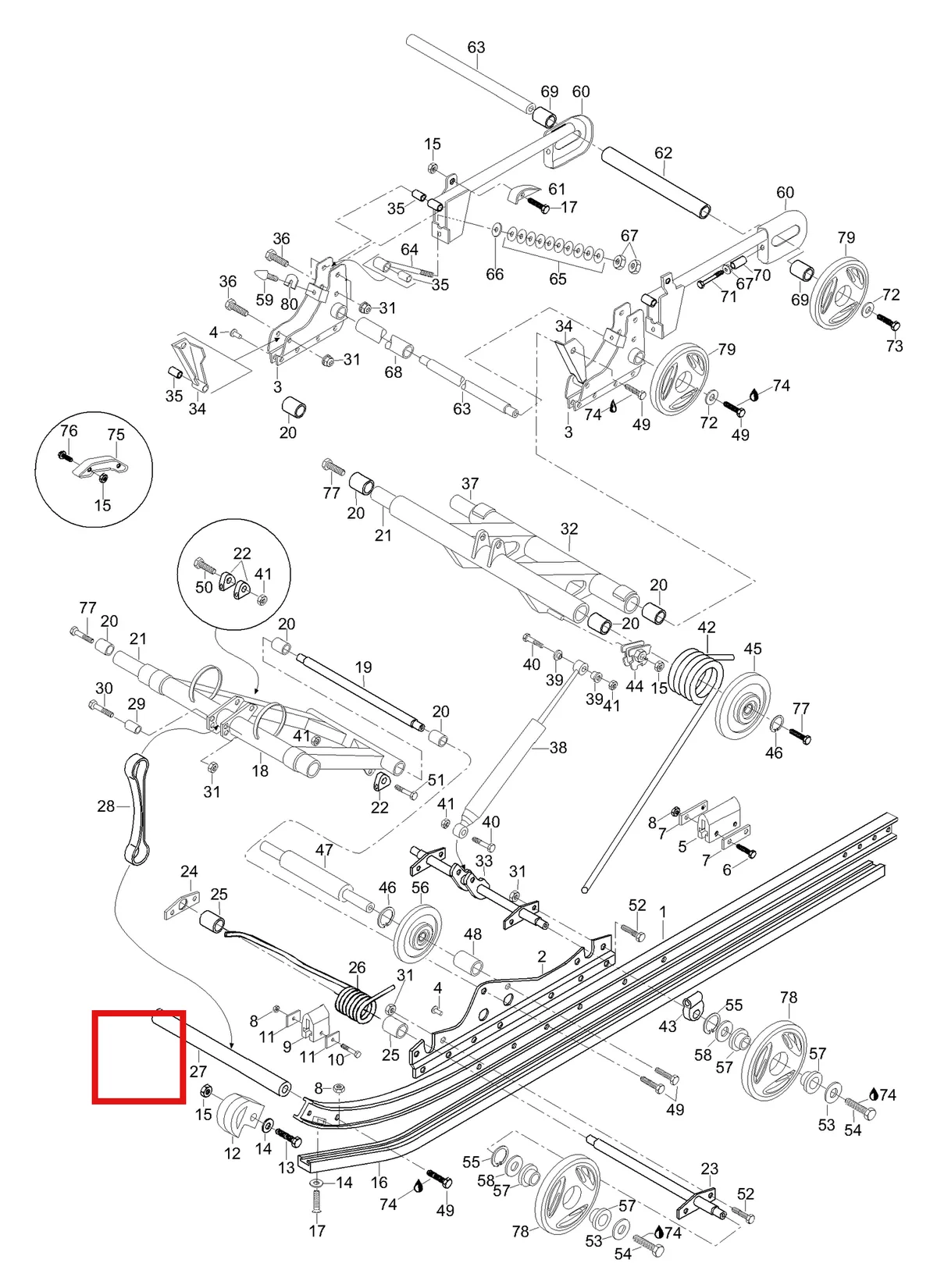 Деталь 5445988 (Деталь Stop Belt) на схеме узла 08- Rear Suspension