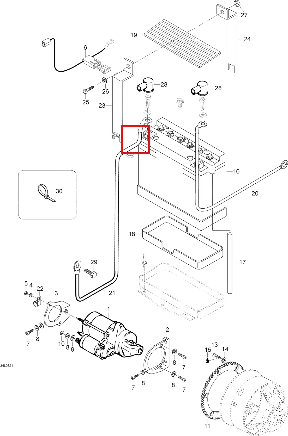 Деталь 5446682 (Деталь Steel Strip) на схеме узла 10- Battery And Starter