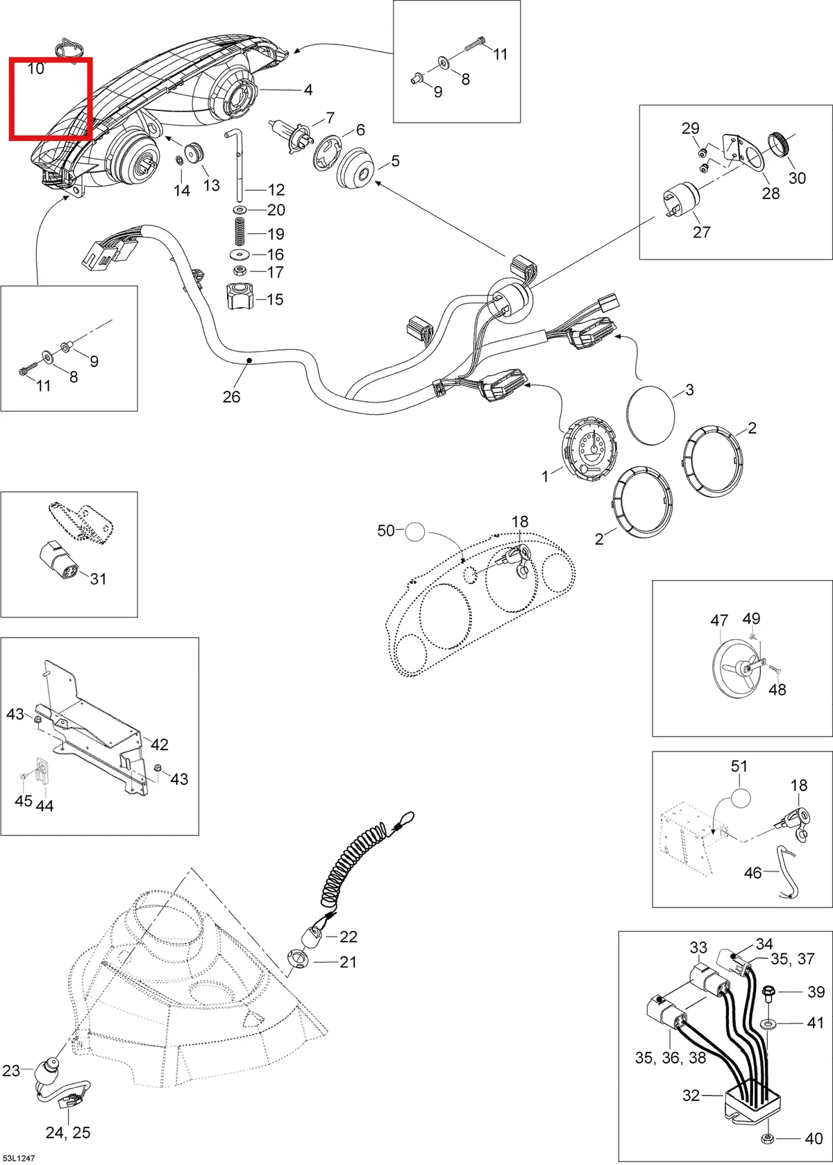 Деталь 5447238 (Пружина) на схеме узла 10- Electrical Accessories