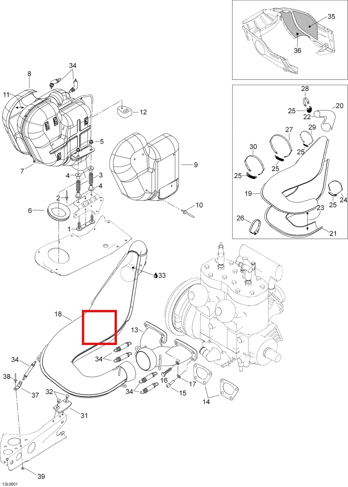 Деталь 5447628 (Деталь Bracket. Explorer 550) на схеме узла 01- Exhaust System