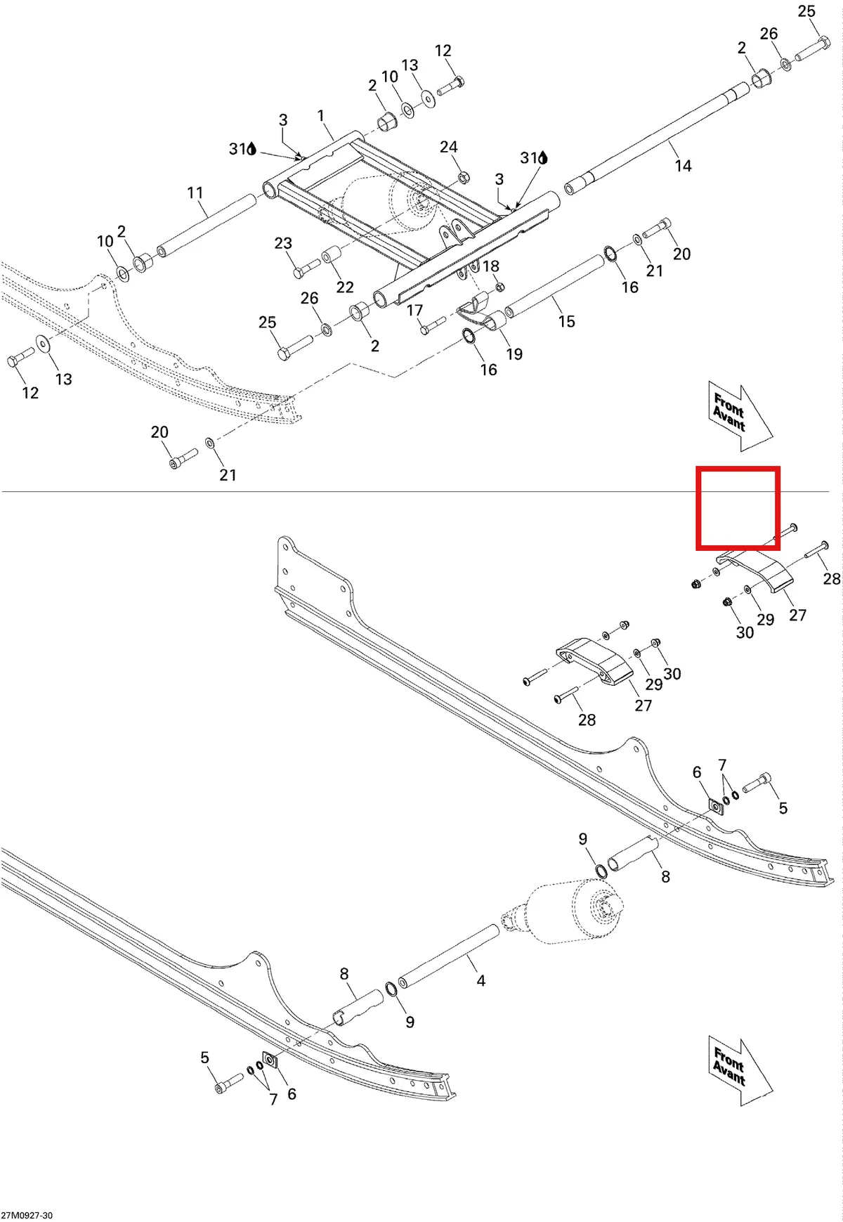 Деталь 5447919 (Деталь Stopper Strap) на схеме узла 08- Front Arm