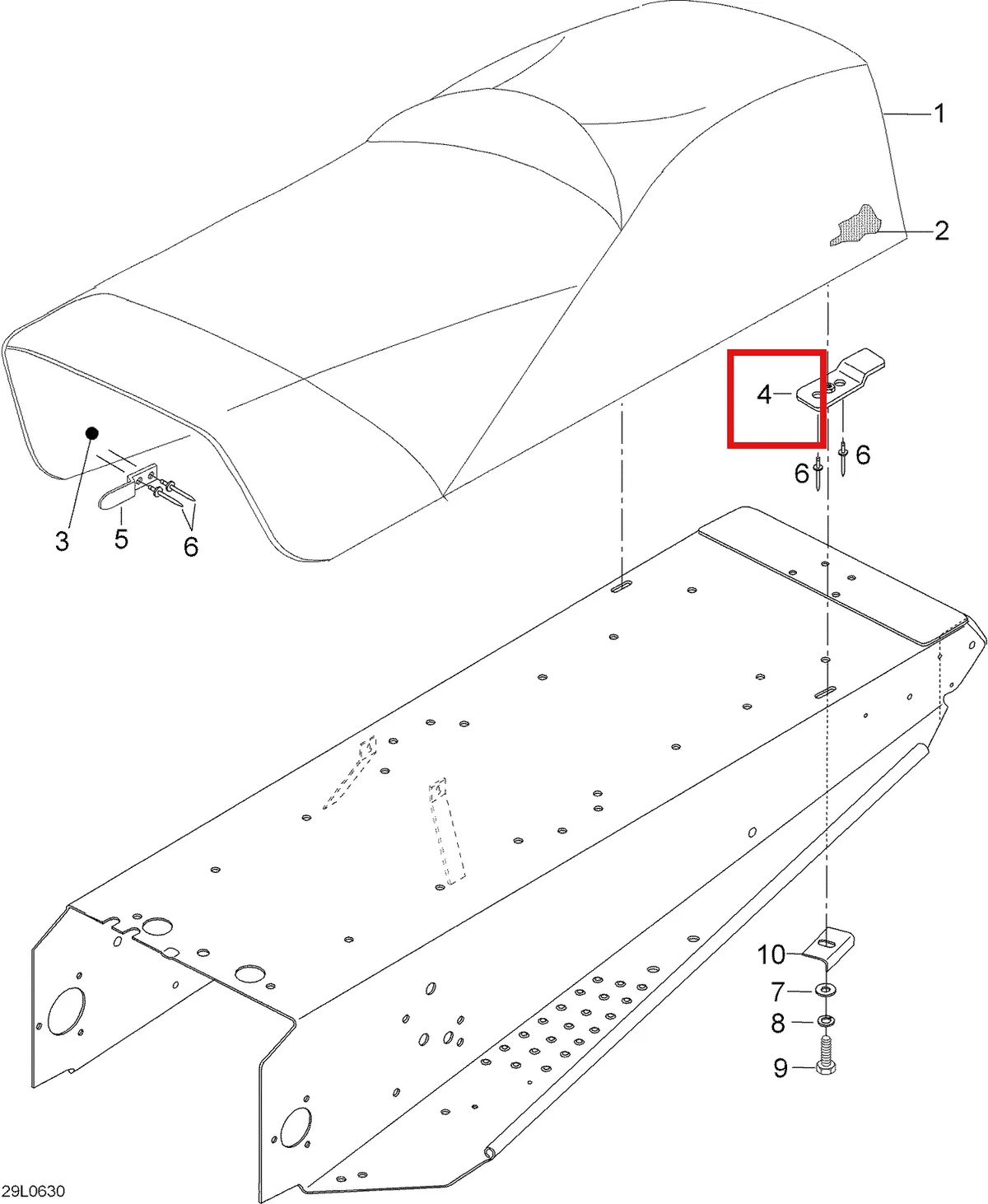 Деталь 5447928 (Деталь Fastening Plate, Rear) на схеме узла 09- Seat