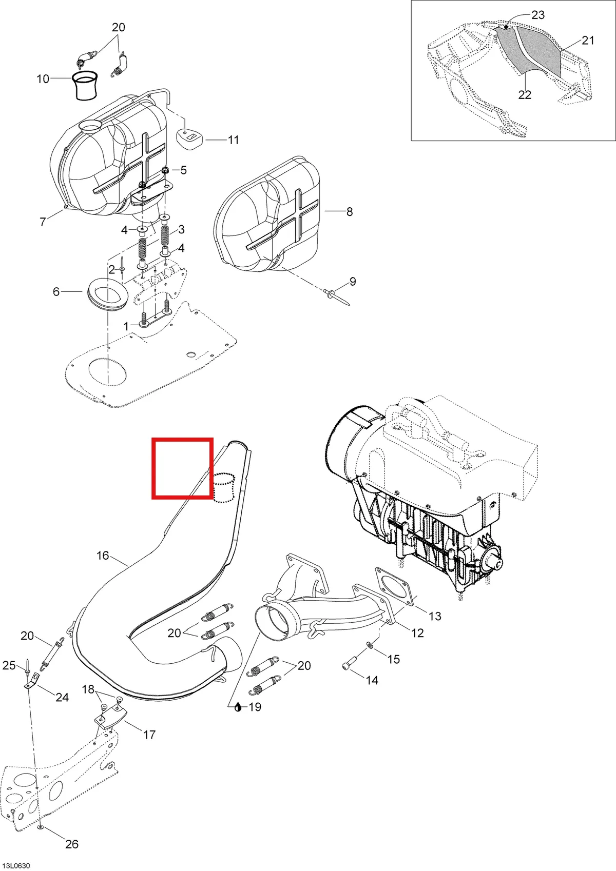 Деталь 5448119 (Деталь Bracket. Safari 400_safari 400 E) на схеме узла 01- Tuned Pipe And Muffler