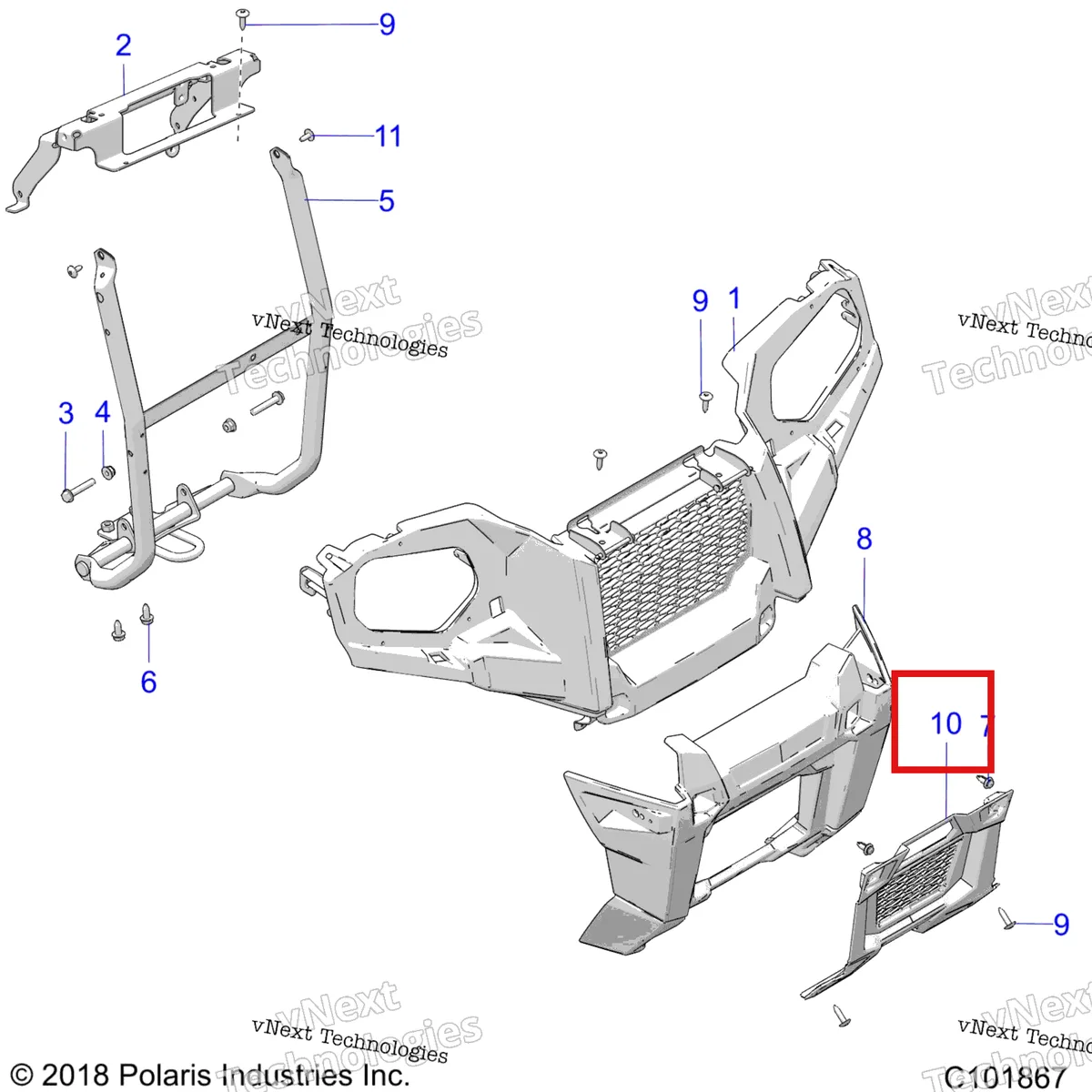 Деталь 5451441-070 на схеме узла Body, Front Bumper & Mounting