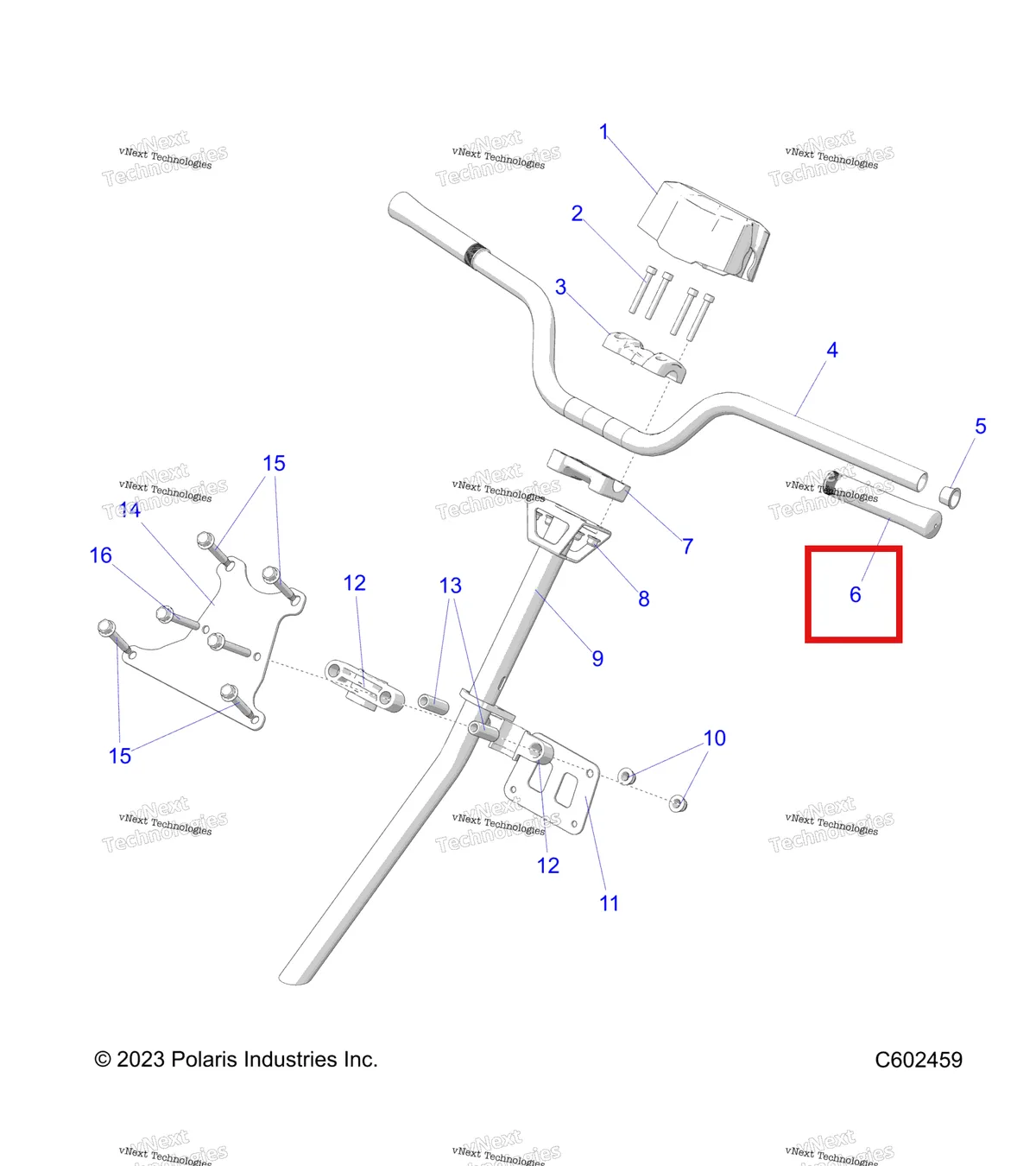 Деталь 5452127-070 на схеме узла Steering, Hbar, Steering Post, Grips