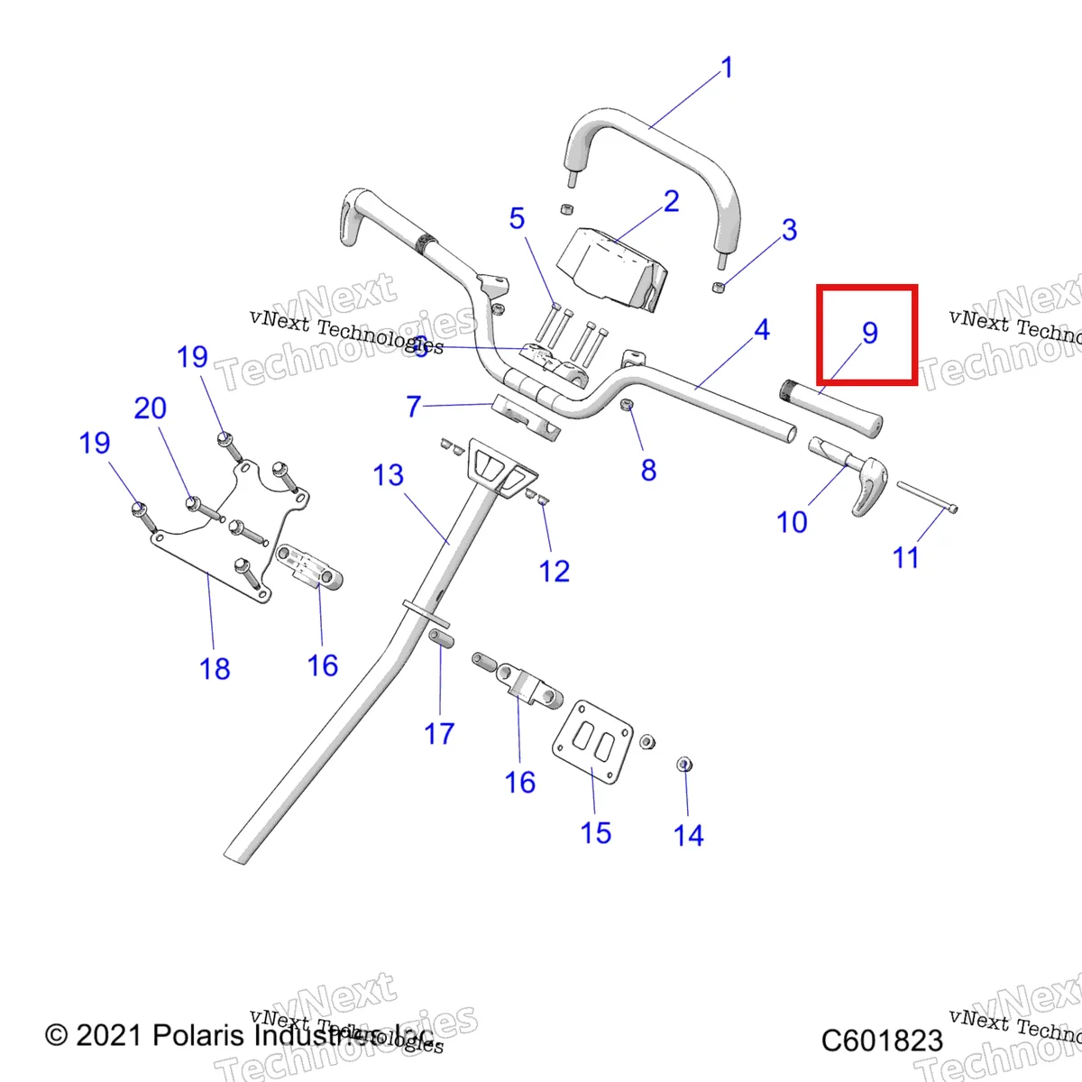 Деталь 5452148-070 на схеме узла Steering, Handlebar, Steering Post