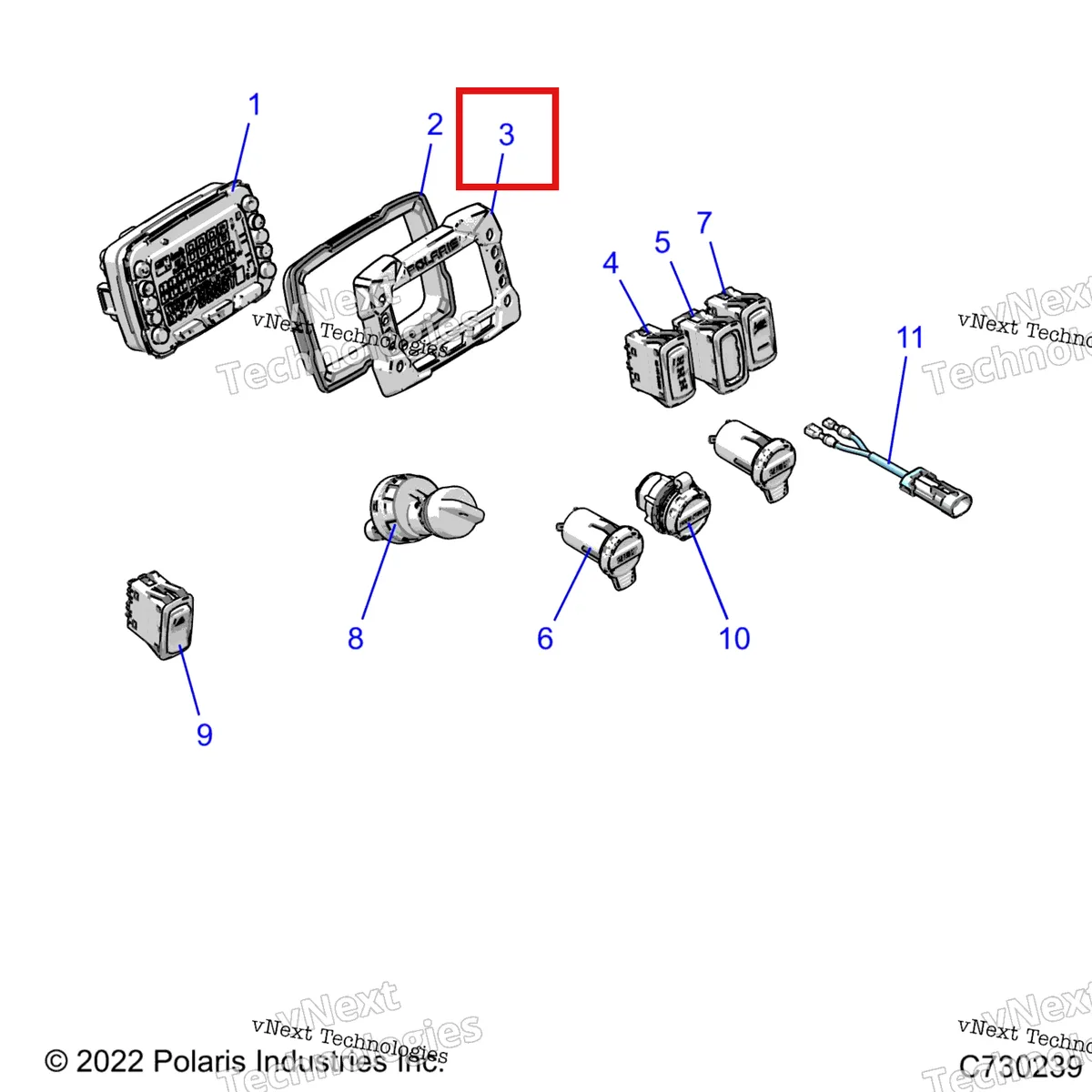 Деталь 5452364 (Ободок указатель CPI B1 Polaris 800 AXYS Pro RMK LE 155 (2017) (5452364)) на схеме узла Electrical, Dash Instruments