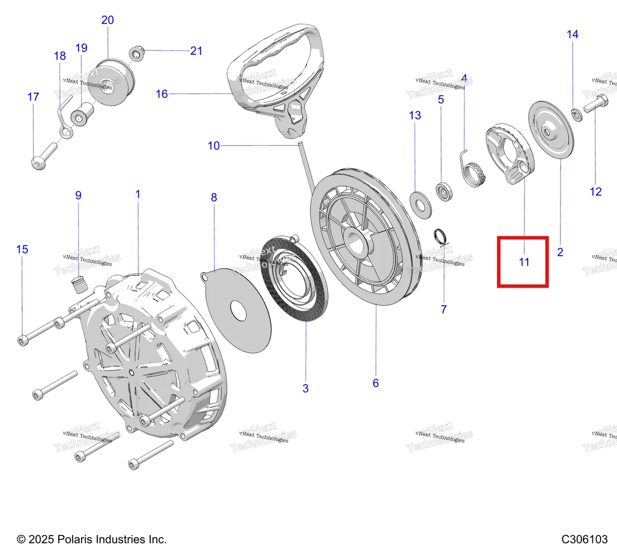 Деталь 5453993 на схеме узла Engine, Recoil Starter S27ajn8rs